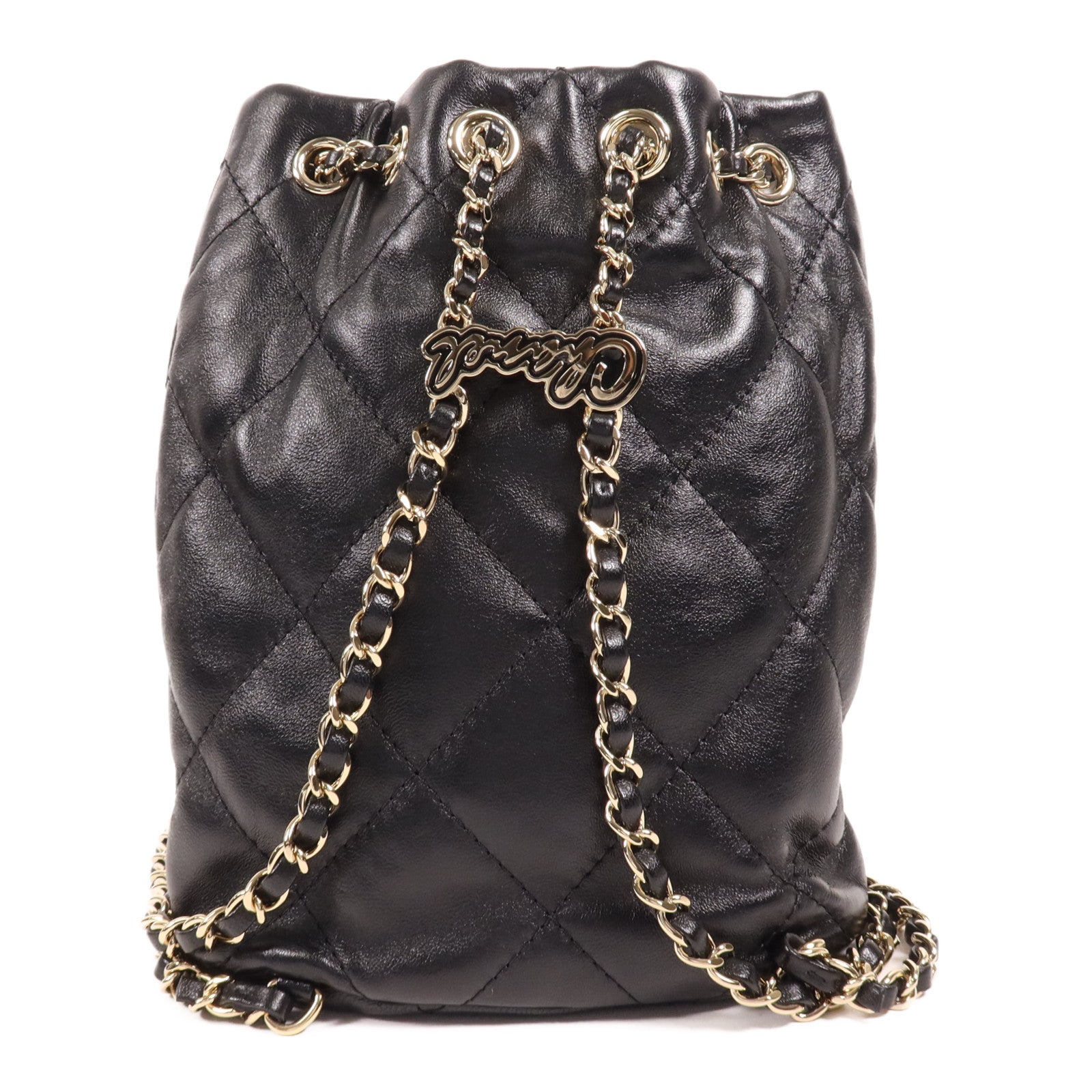 CHANEL 牛皮皮革Rucksack金扣背包