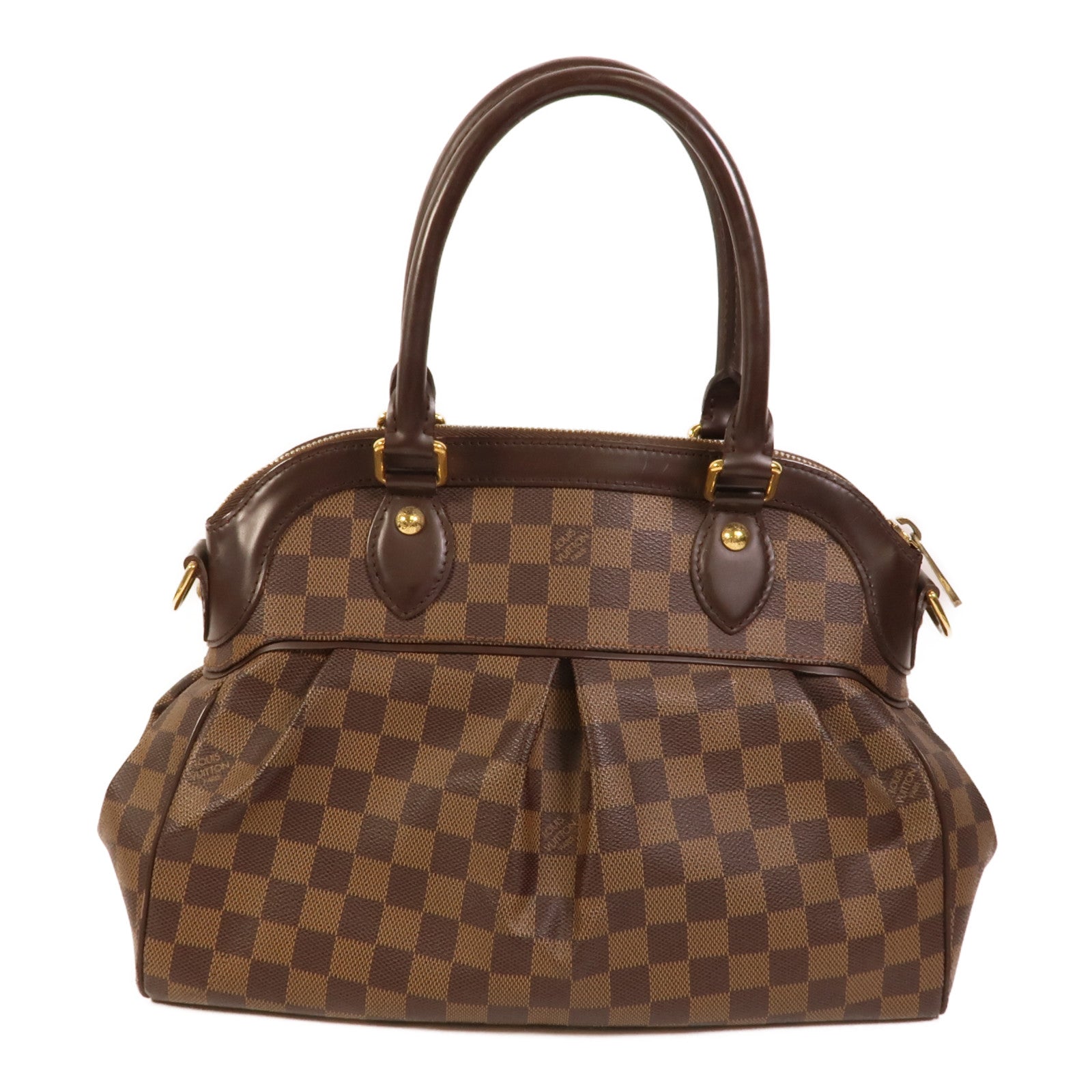 LOUIS VUITTON Damier Trevi金扣手挽肩背兩用袋棕色