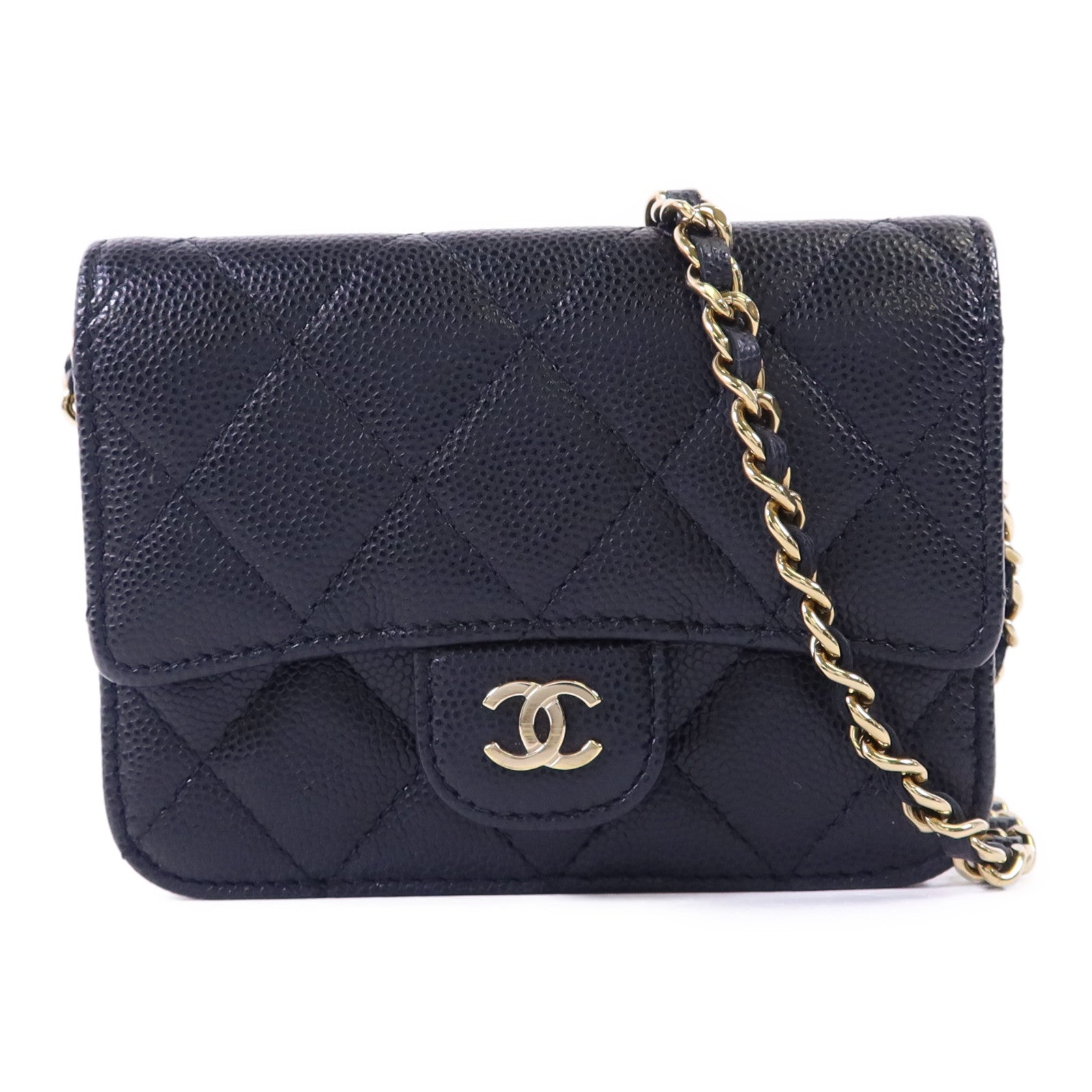 CHANEL 牛皮皮革Matelasse Mini金扣鏈帶肩背袋