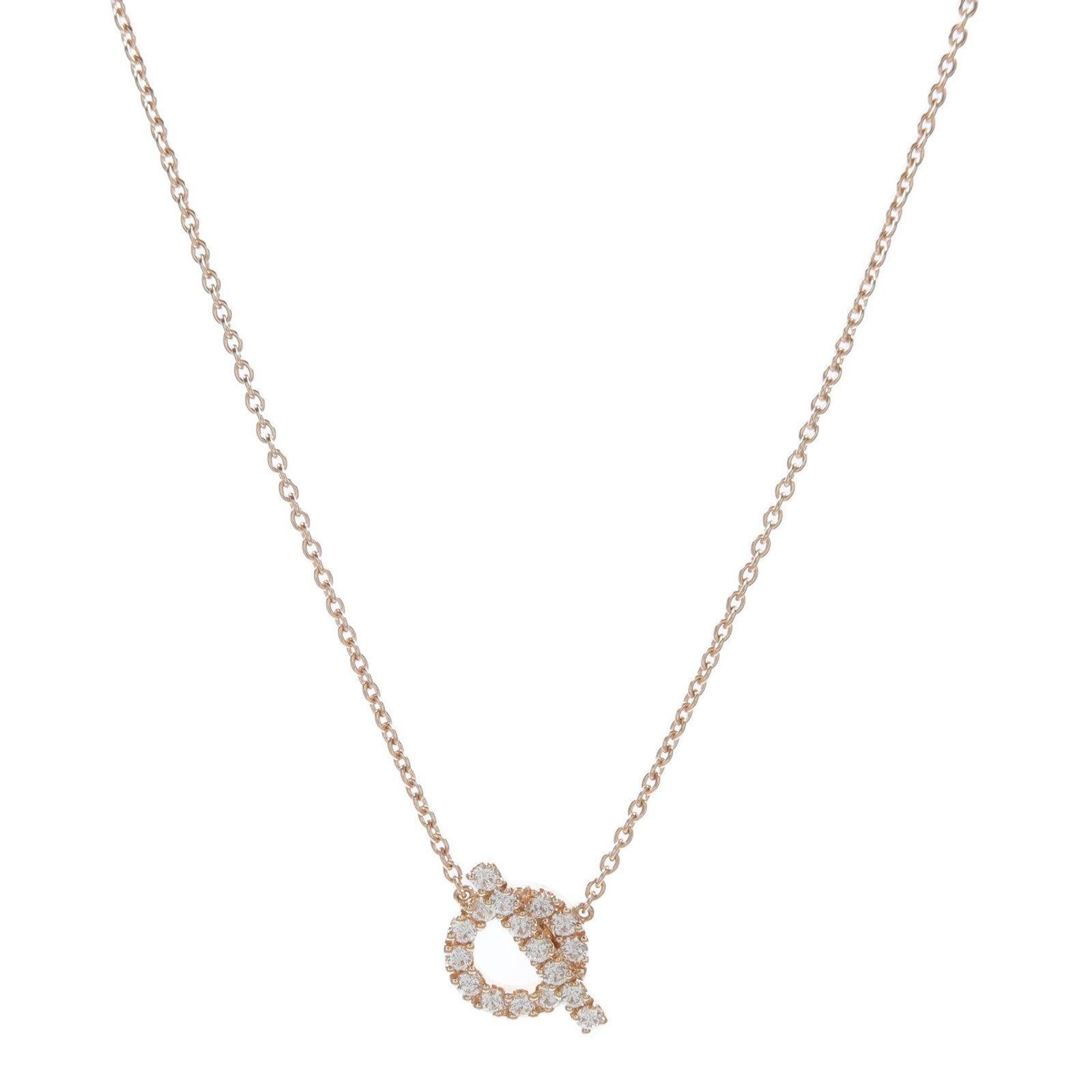 HERMES 18K玫瑰金Finesse Pendant鑽石項鍊