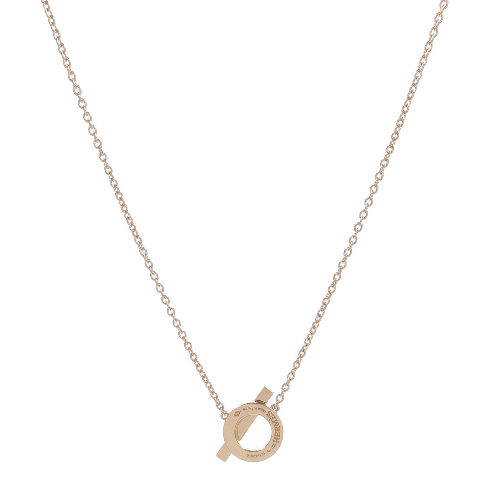 HERMES 18K玫瑰金Finesse Pendant鑽石項鍊