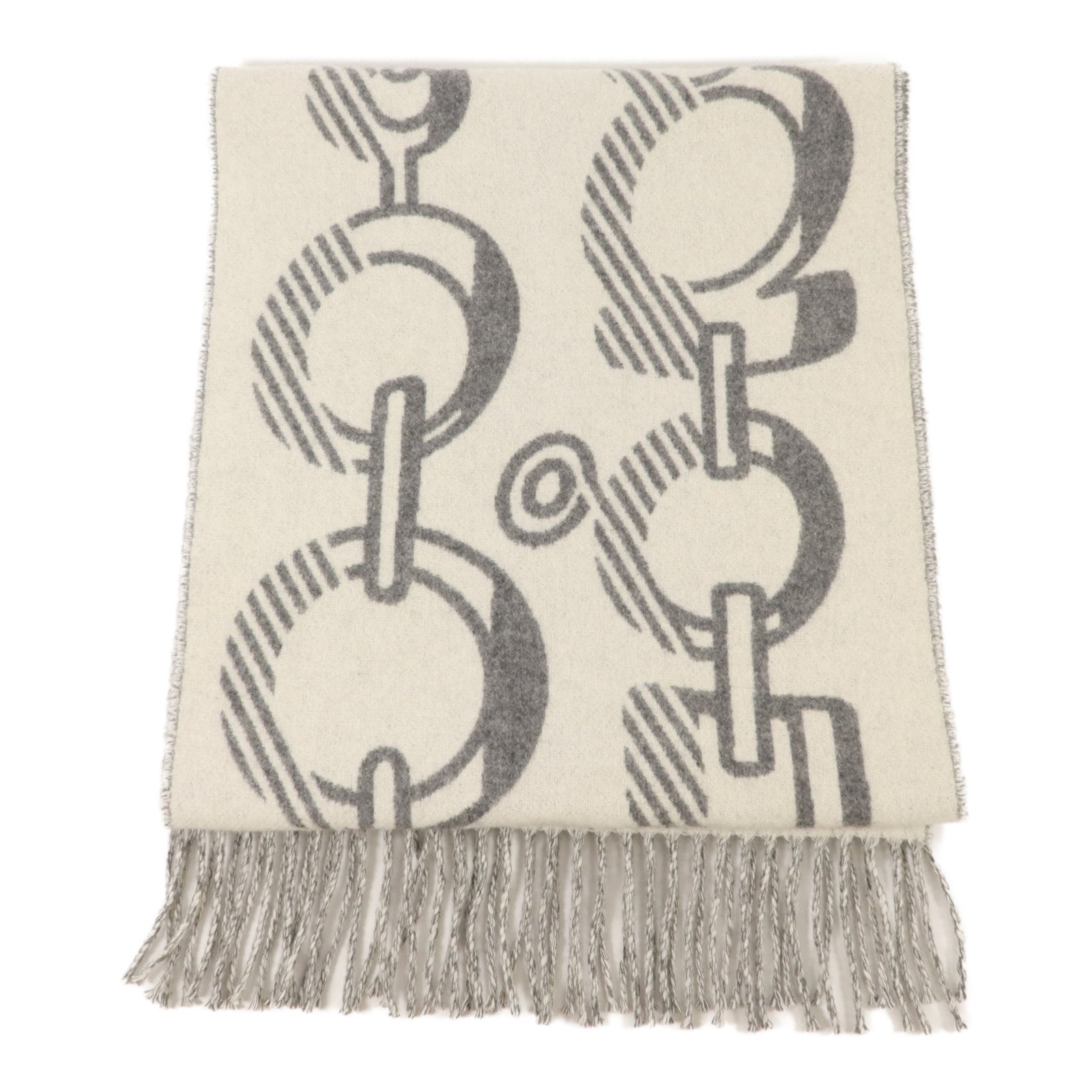 HERMES 羊絨Casaque Do Re Boucles Scarf 30x140頸巾