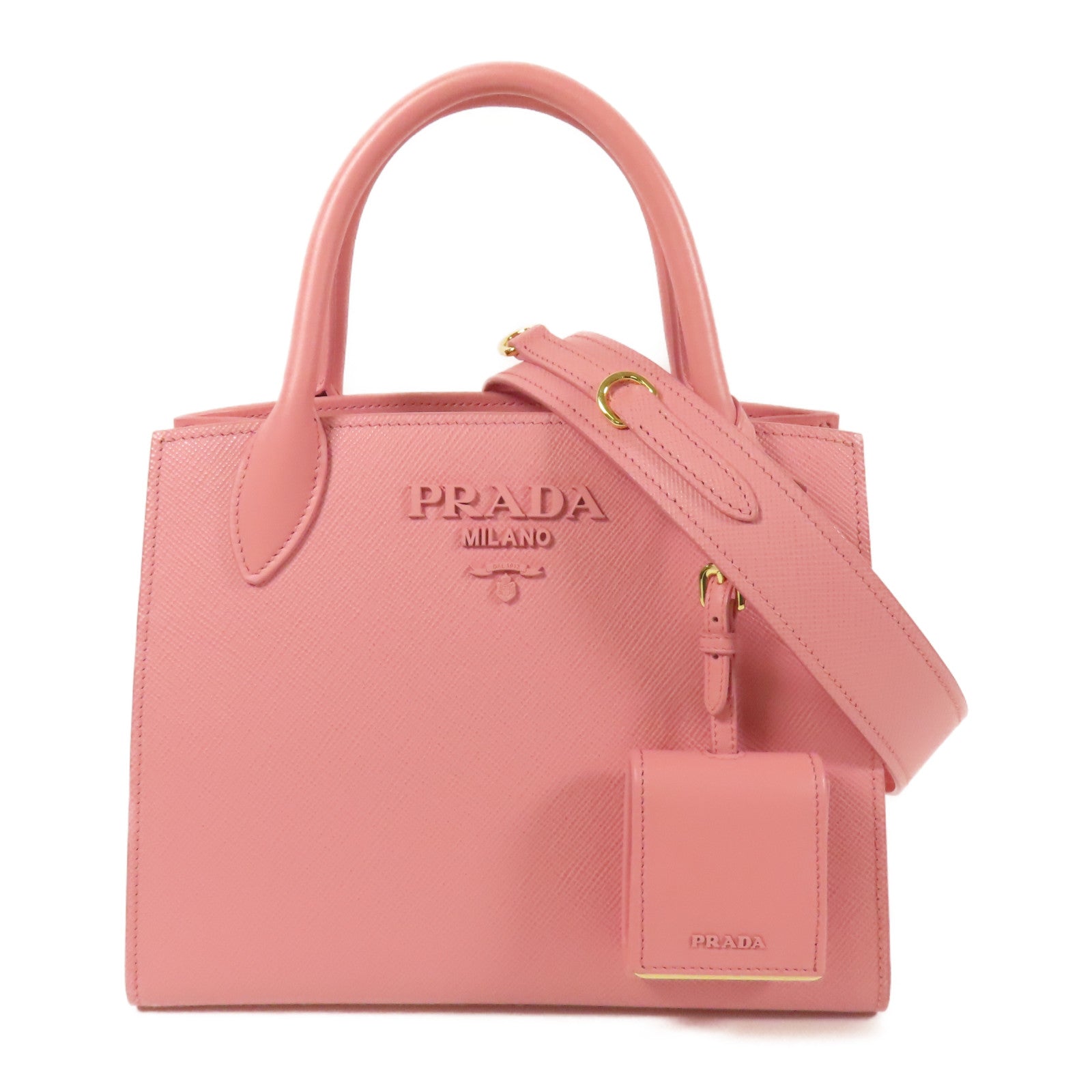 PRADA Saffiano皮革Shoulder Bag金扣手挽肩背兩用袋