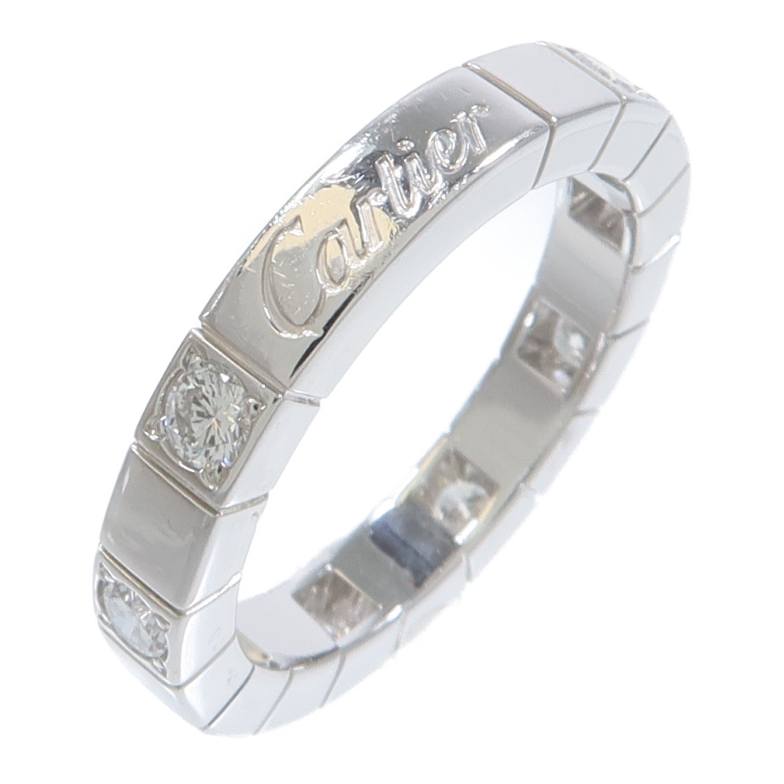 CARTIER 18K白金Lanieres Ring Half Diamond鑽石戒指