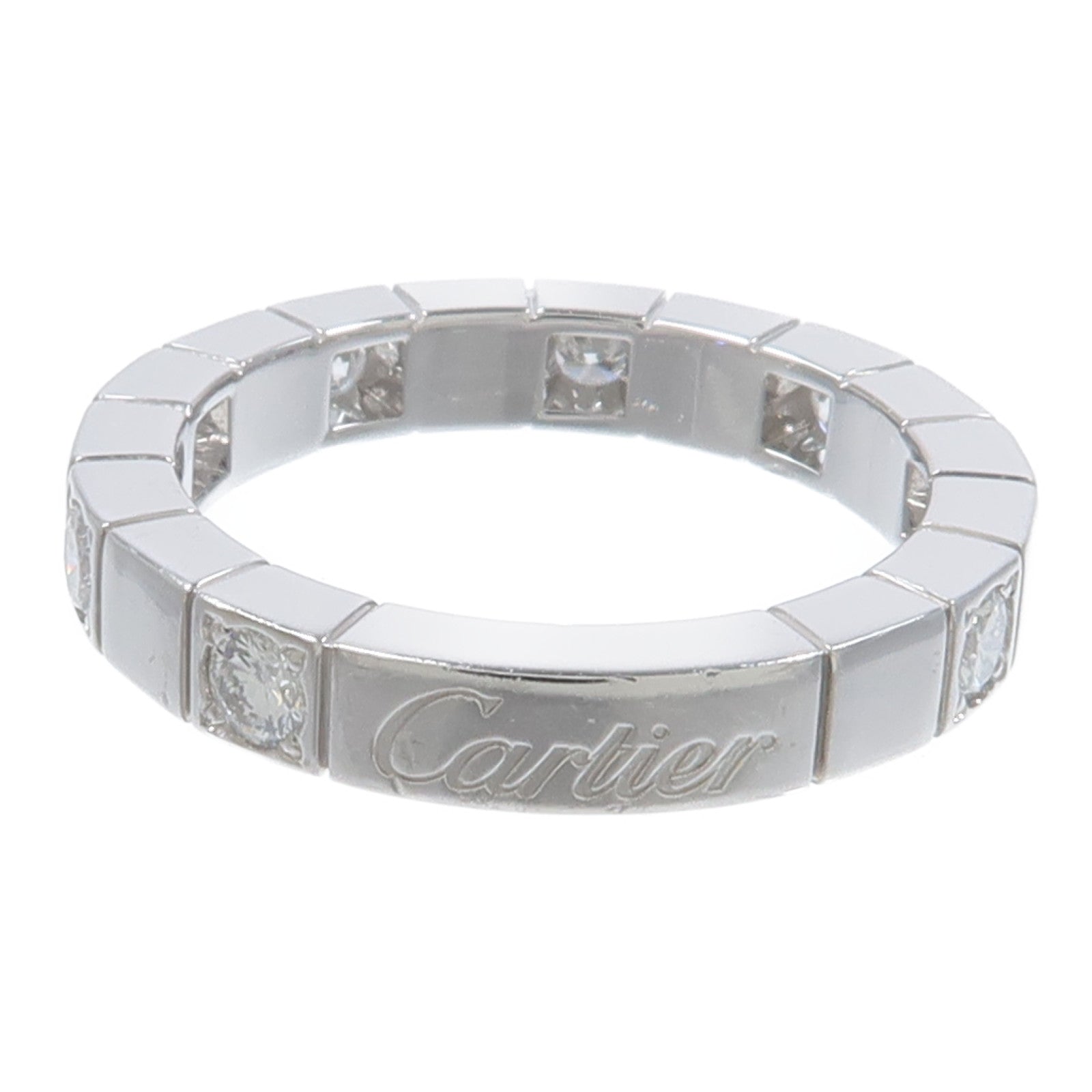 CARTIER 18K白金Lanieres Ring Half Diamond鑽石戒指