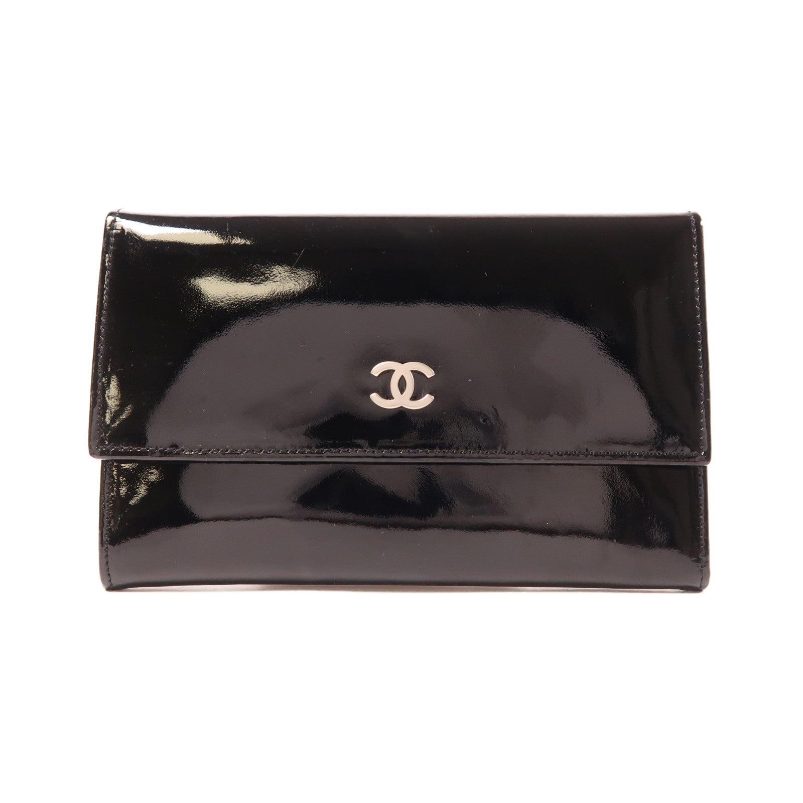 CHANEL 漆皮皮革Wallet銀扣錢包