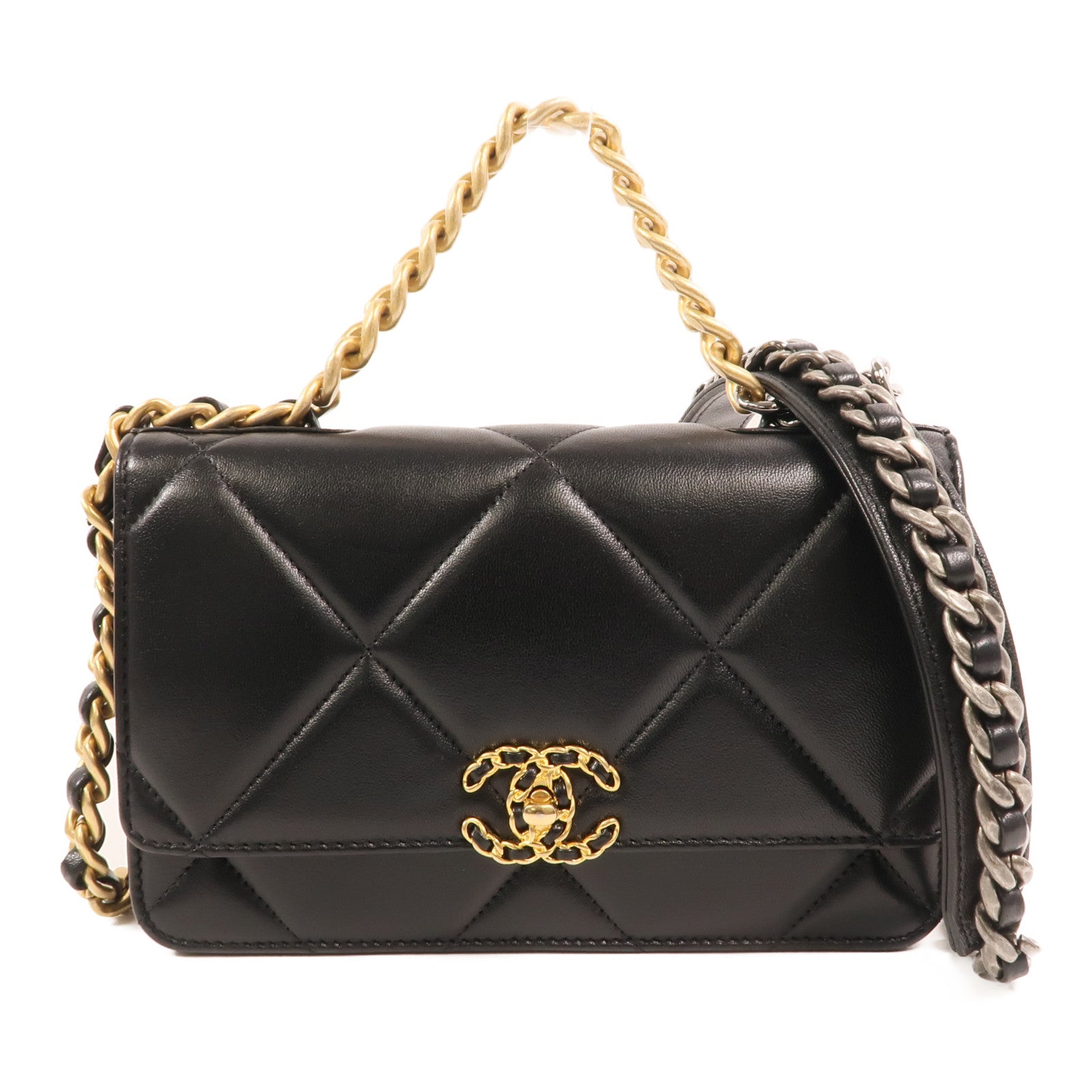 CHANEL 羊皮皮革WOC 19金扣鏈帶肩背袋