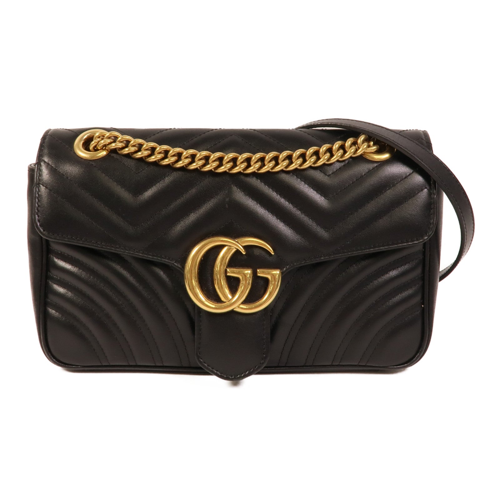GUCCI 皮革GG Marmont鏈帶肩背袋