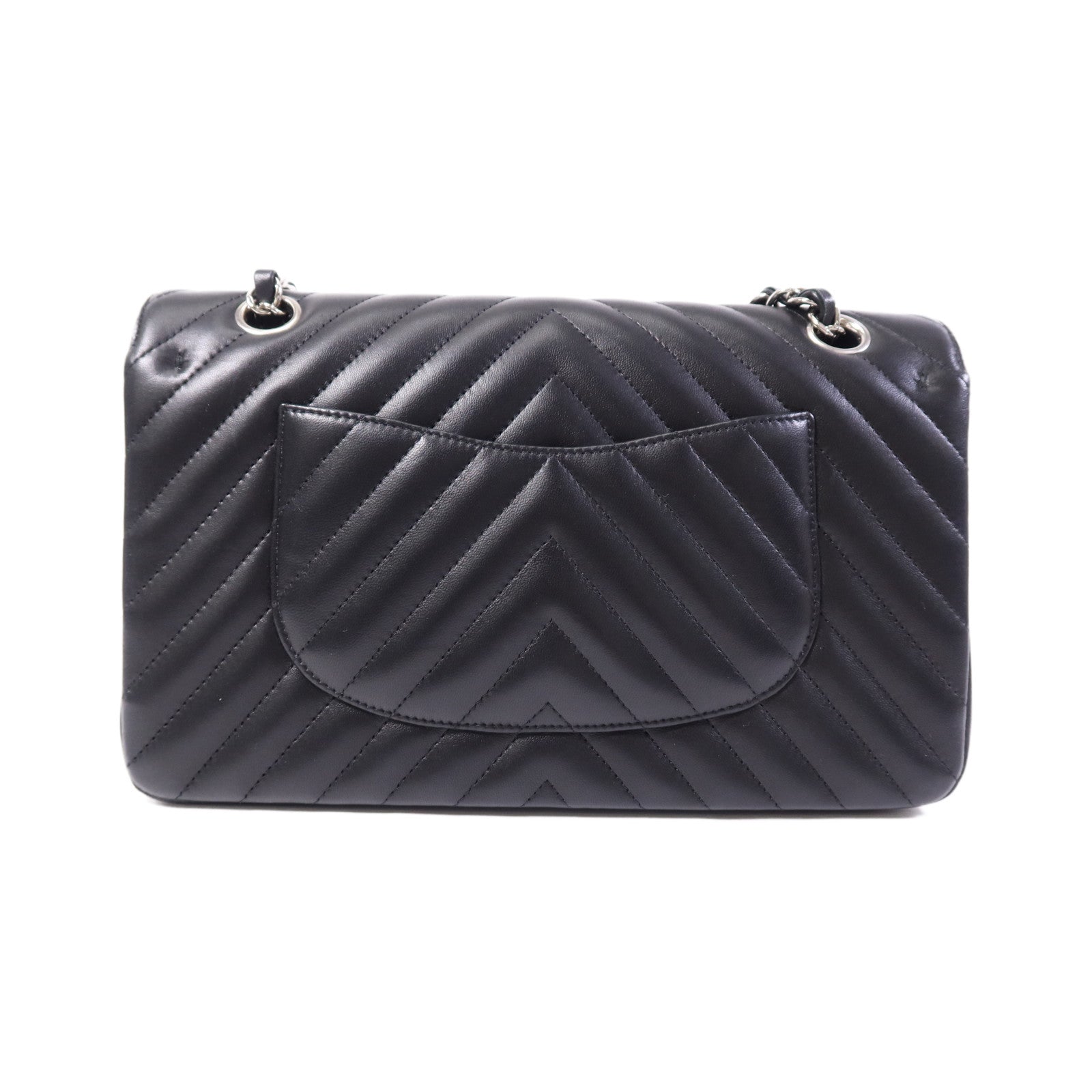 CHANEL 羊皮皮革Classic Flap銀扣鏈帶肩背袋