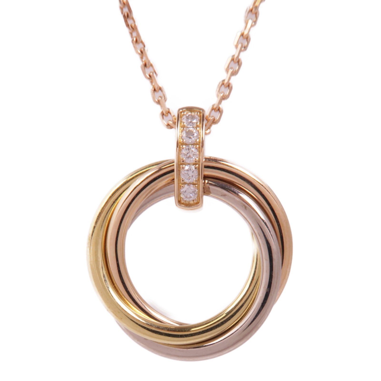CARTIER 【激減優惠】18K黃金/白金/玫瑰金Trinity Necklace 5P Diamond鑽石項鍊