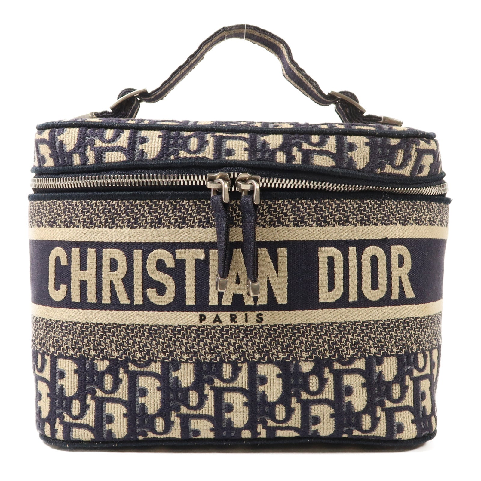 Dior 帆布Travel Vanity Case銀扣手挽袋