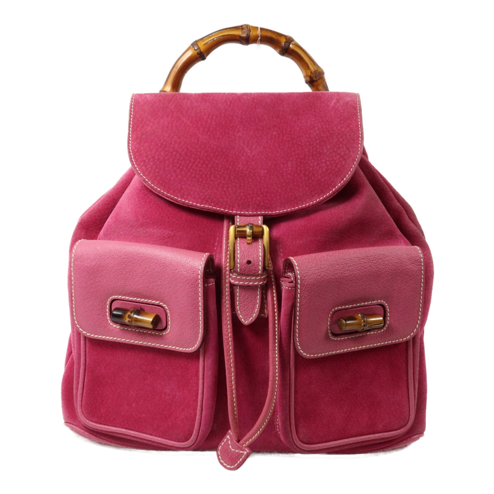 GUCCI 麂皮皮革Bamboo Backpack背包