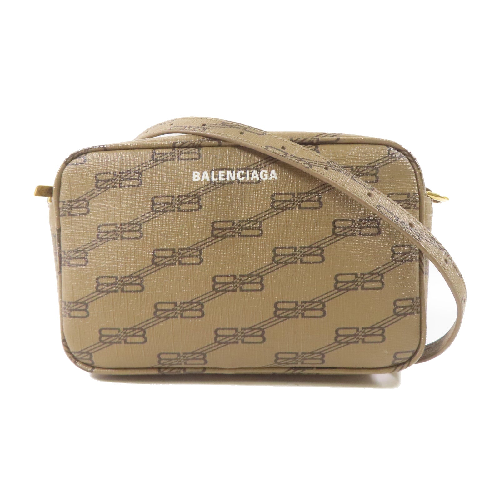 BALENCIAGA 塗層帆布Signature Camera金扣肩背袋啡色