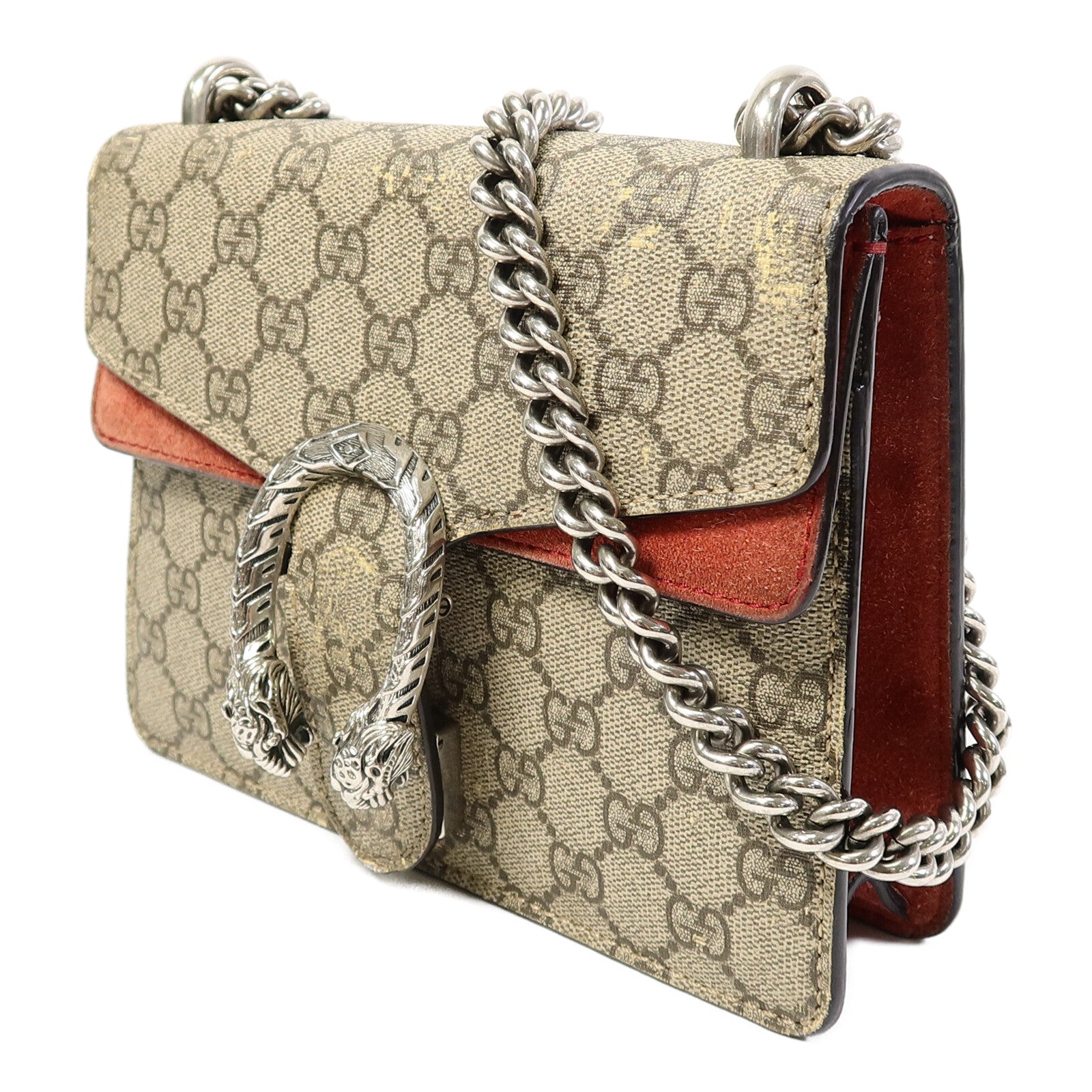 GUCCI 【激減優惠】塗層帆布Dionysus鏈帶肩背袋