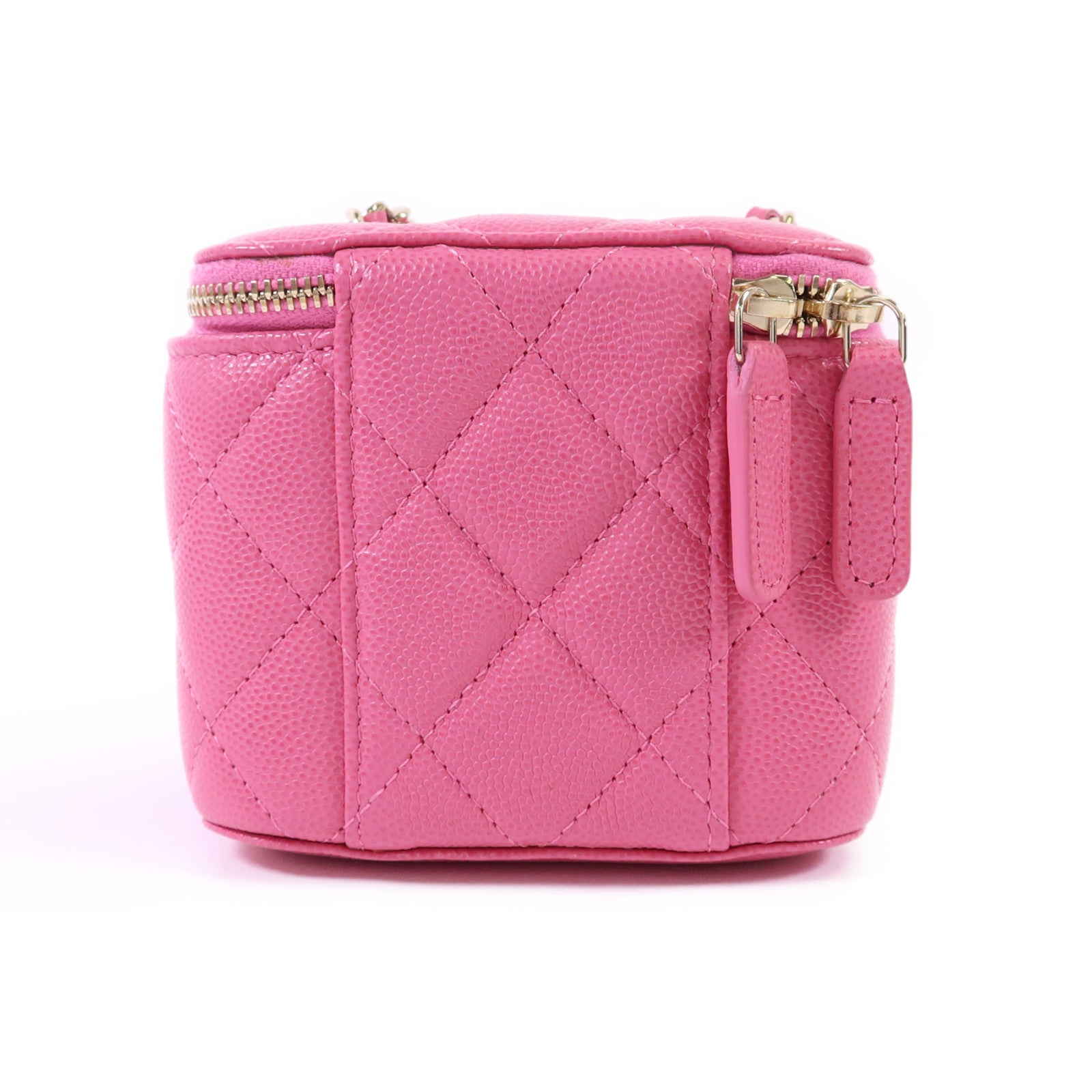 CHANEL 牛皮皮革Vanity Case Mini金扣鏈帶肩背袋