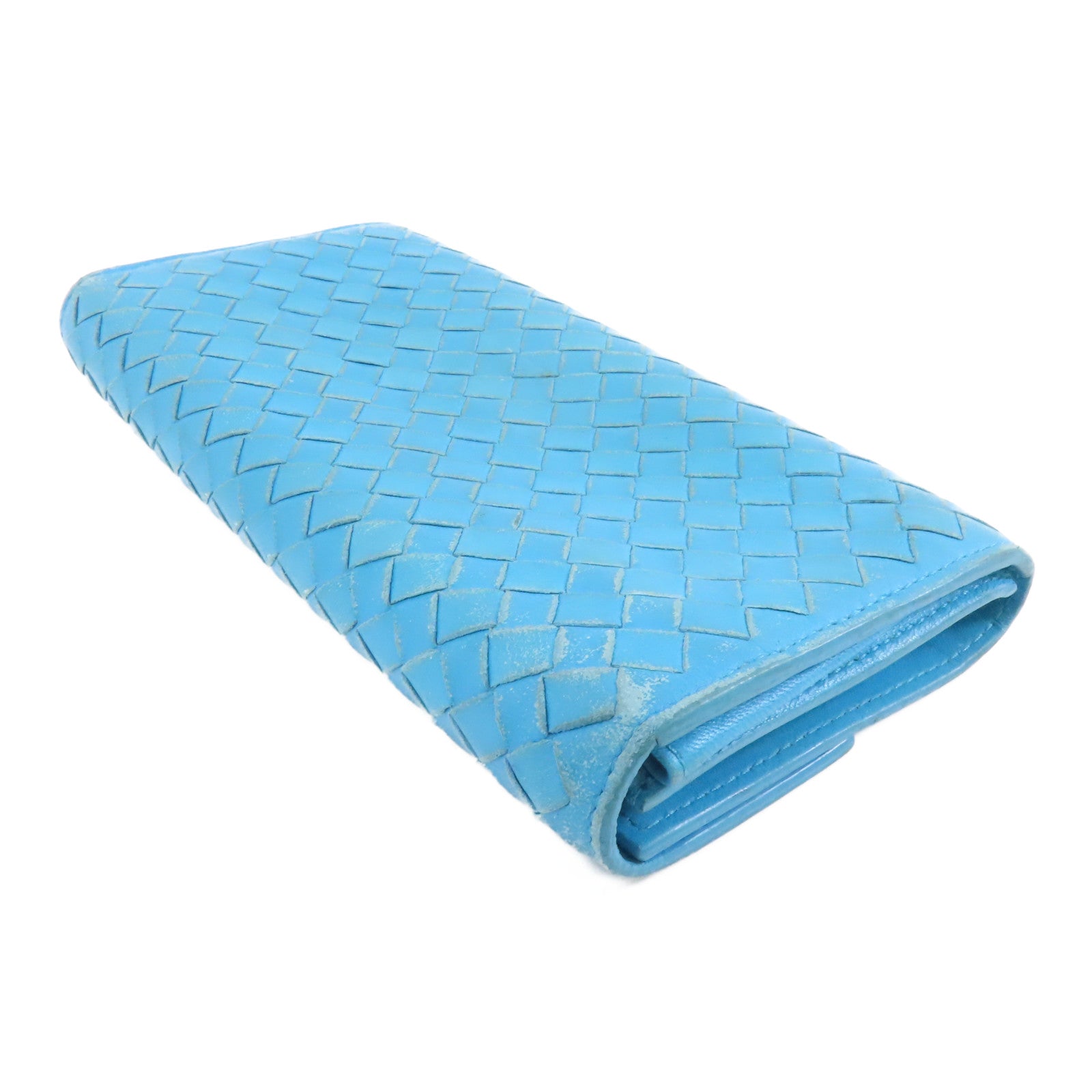 BOTTEGA VENETA 【激減優惠】皮革Long Wallet長錢包綠松石色