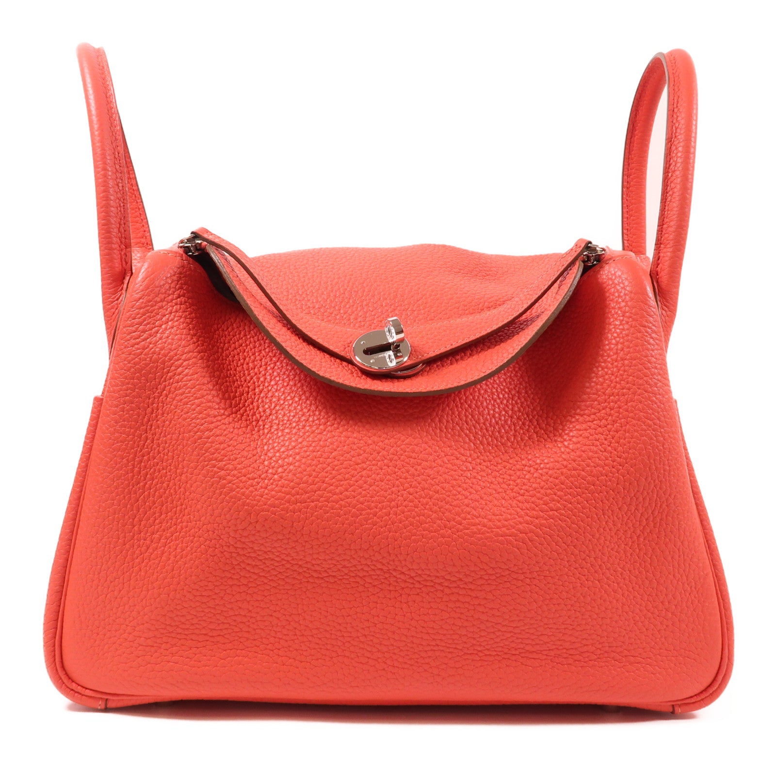 HERMES PHW Lindy 30 2 Way Shoulder Bag Handbag Clemence Leather Red