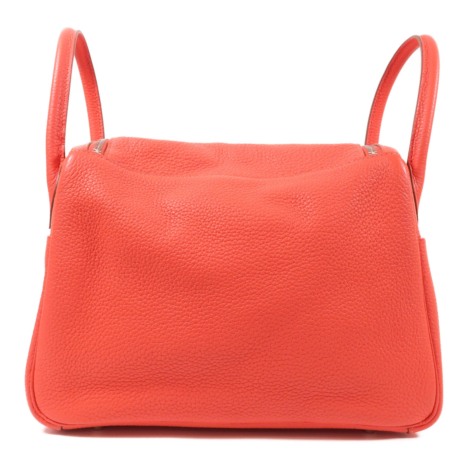 HERMES PHW Lindy 30 2 Way Shoulder Bag Handbag Clemence Leather Red