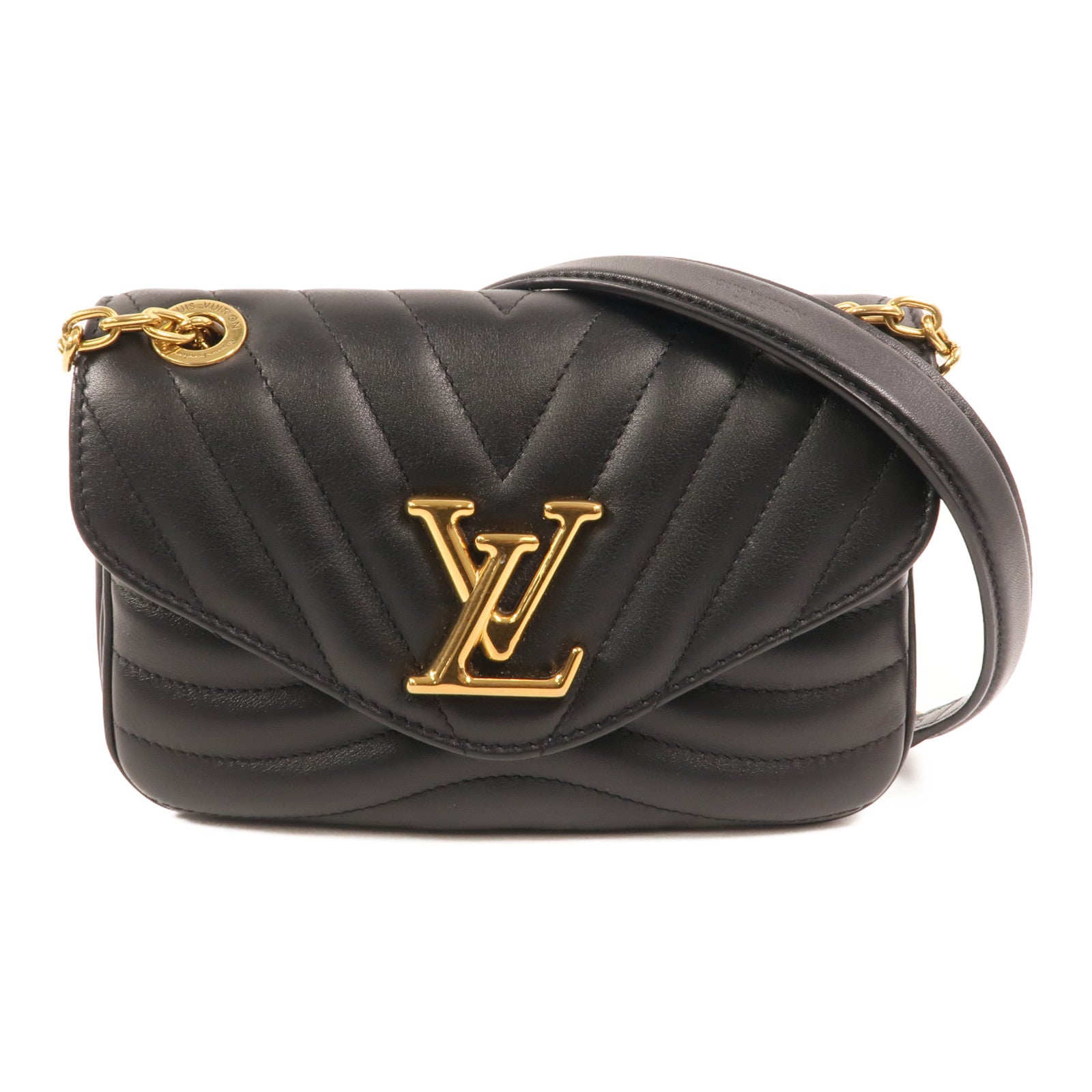 LOUIS VUITTON 牛皮皮革New Wave PM金扣鏈帶肩背袋
