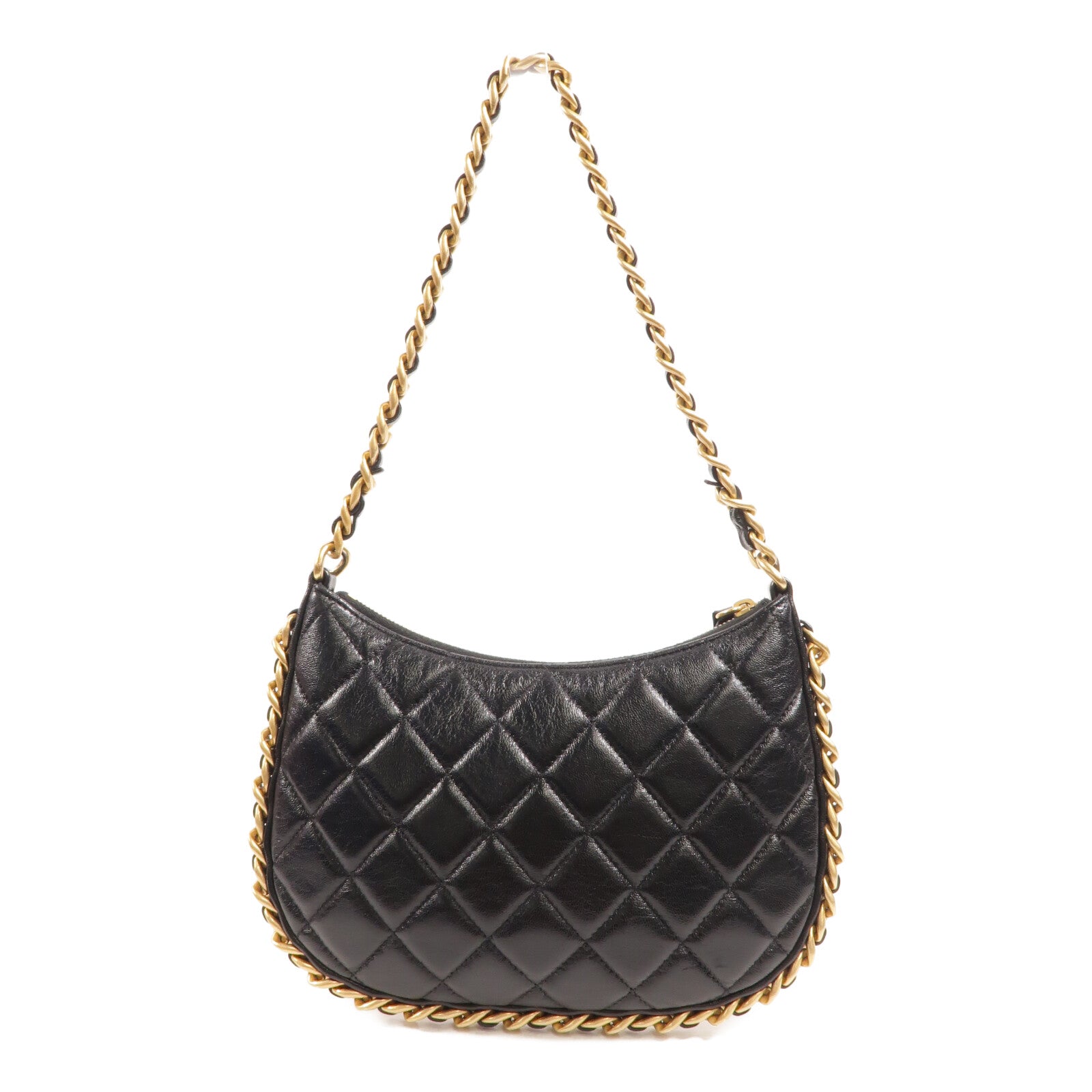 CHANEL 牛皮皮革Hobo Bag鏈帶手挽袋