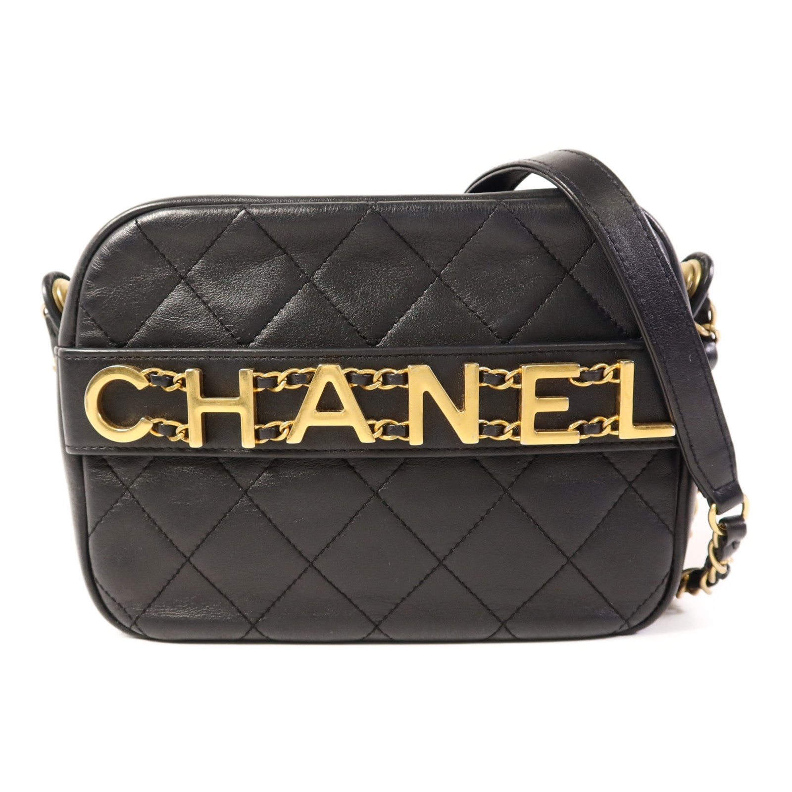 CHANEL 牛皮皮革Enchained Camera Bag金扣肩背袋