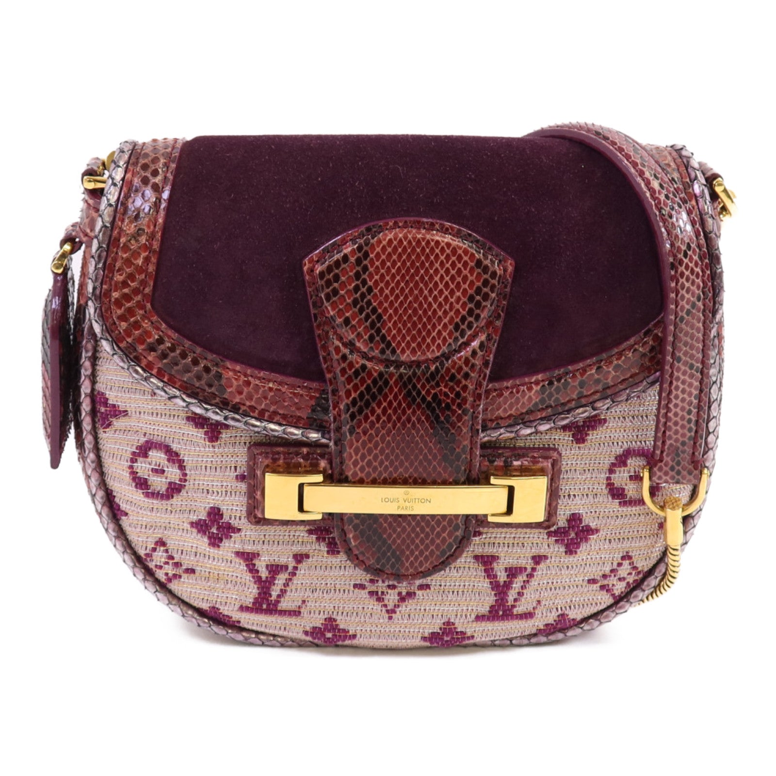 LOUIS VUITTON Monogram Empire/蛇皮皮革Levant金扣鏈帶肩背袋