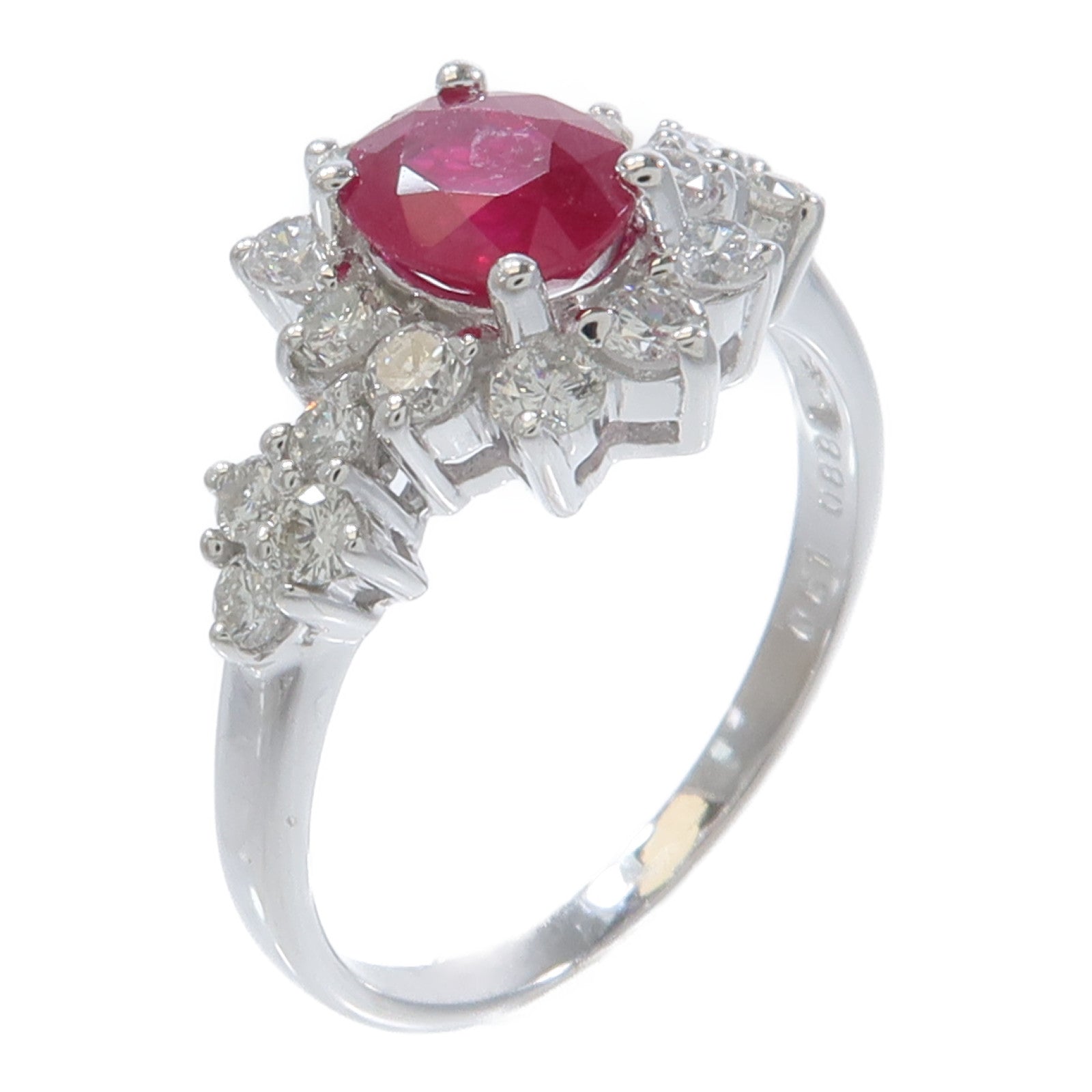 JEWELRY 18K白金Ruby Diamond Ring紅寶石/鑽石戒指