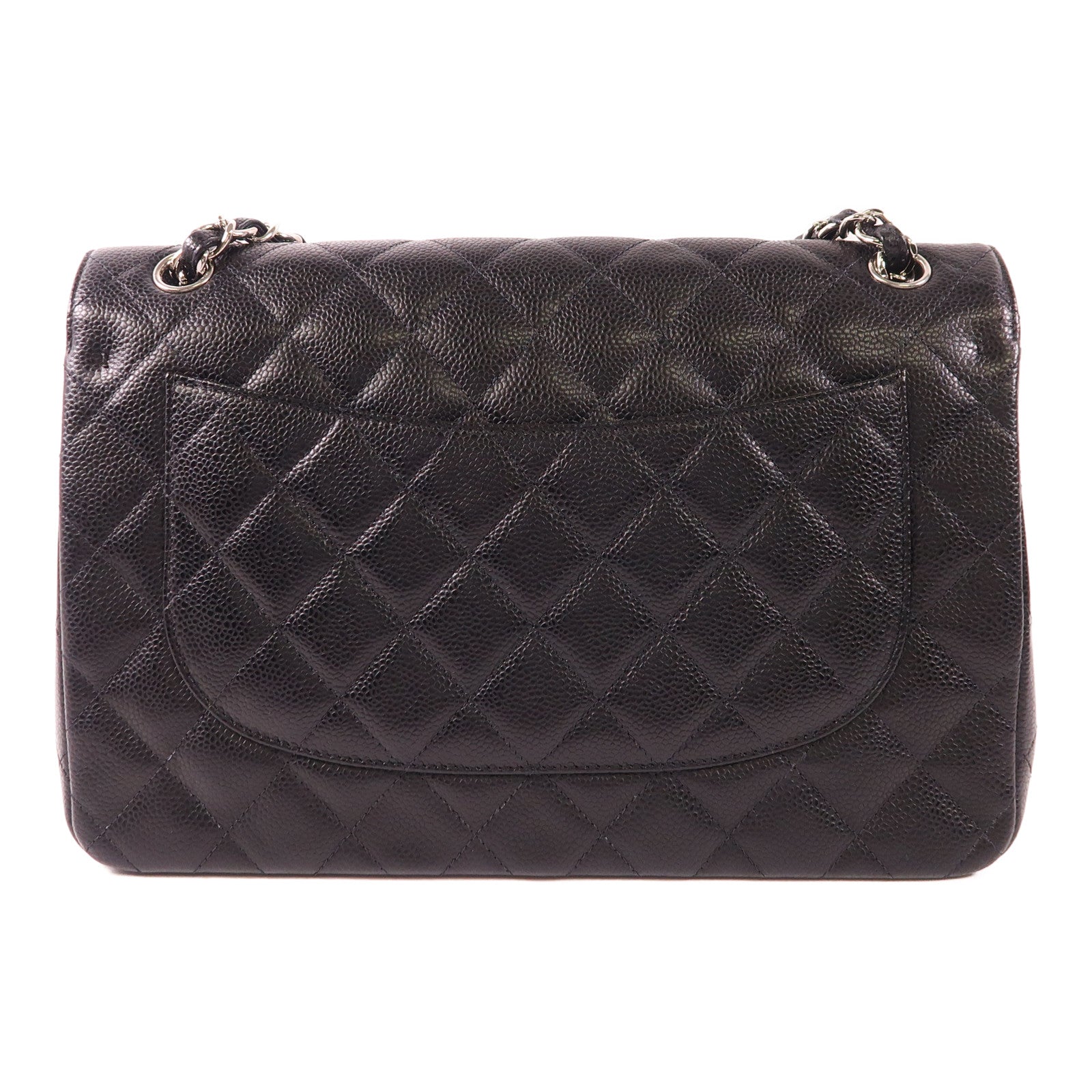 CHANEL 牛皮皮革Large Classic銀扣鏈帶肩背袋