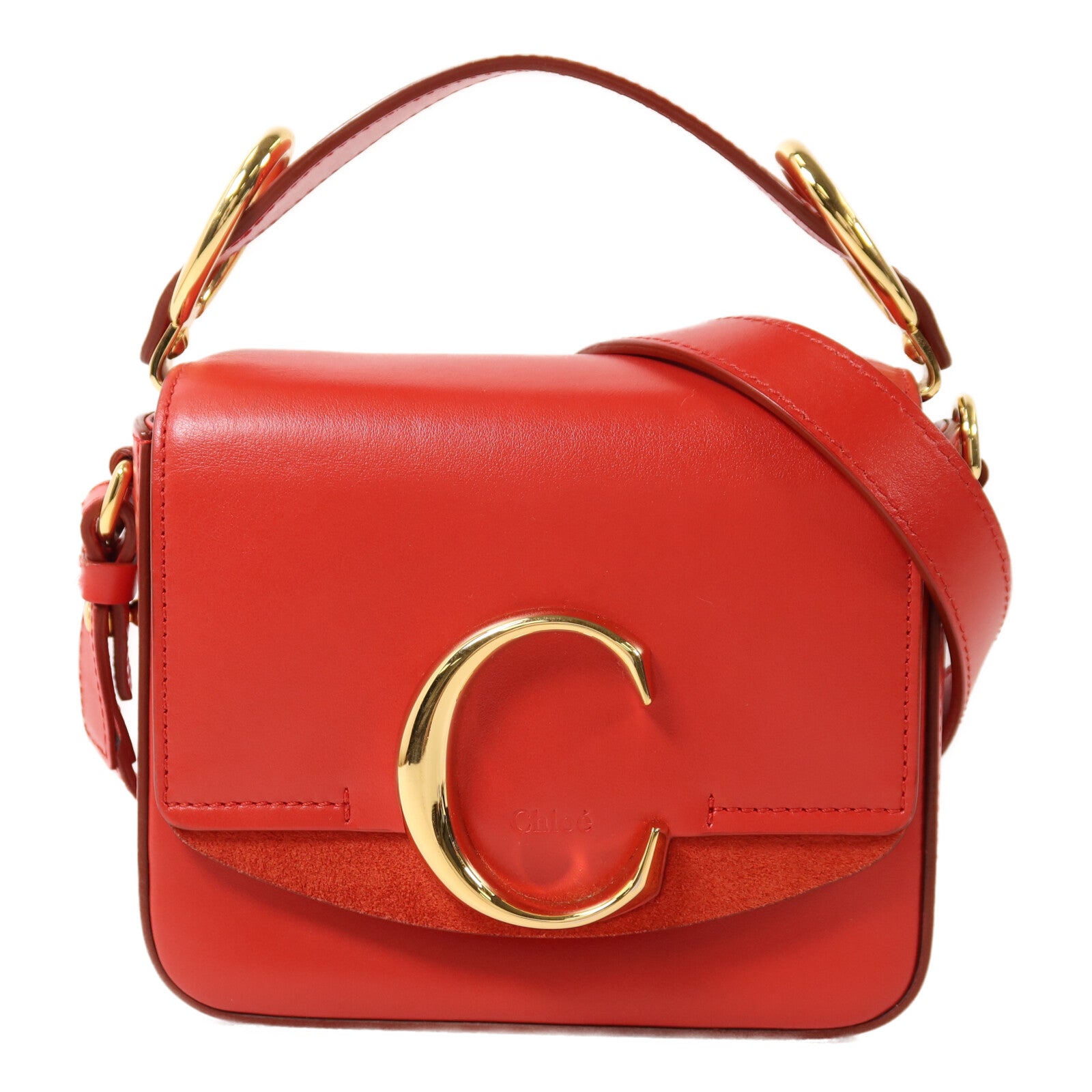 Chloe 【激減優惠】牛皮皮革Mini C Bag金扣手挽肩背兩用袋