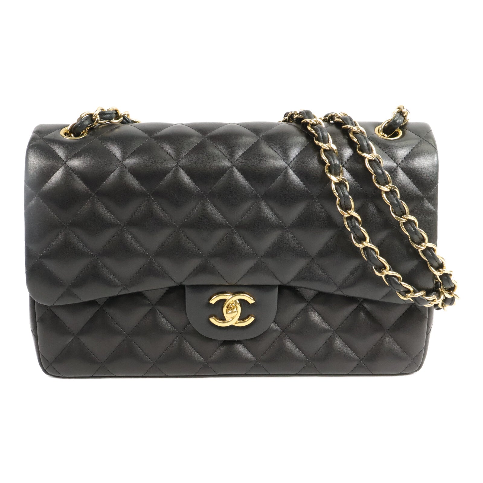 CHANEL 羊皮皮革Large Classic鏈帶肩背袋
