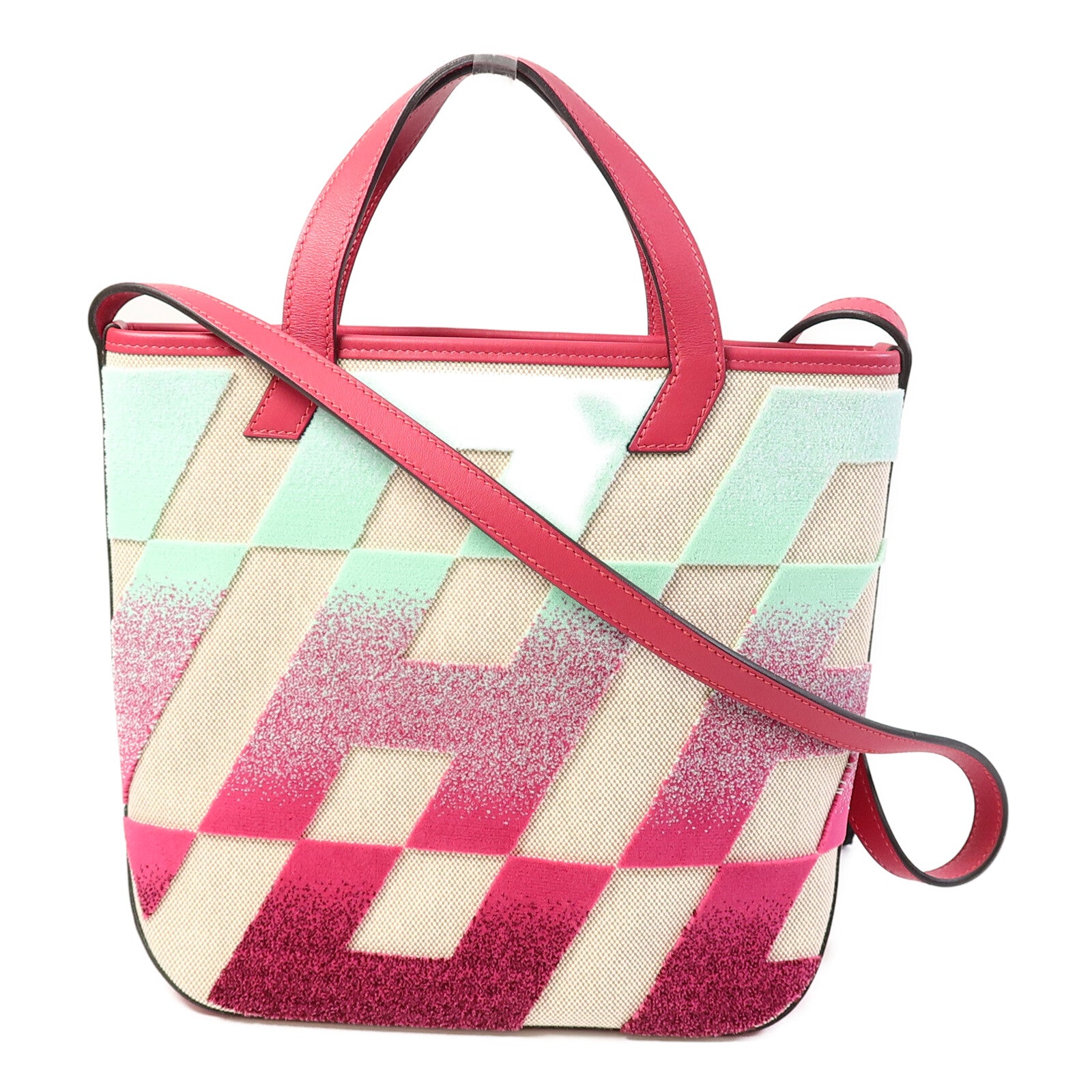 HERMES Canvas/Velvet Cabas H En Bais 27手挽肩背兩用袋