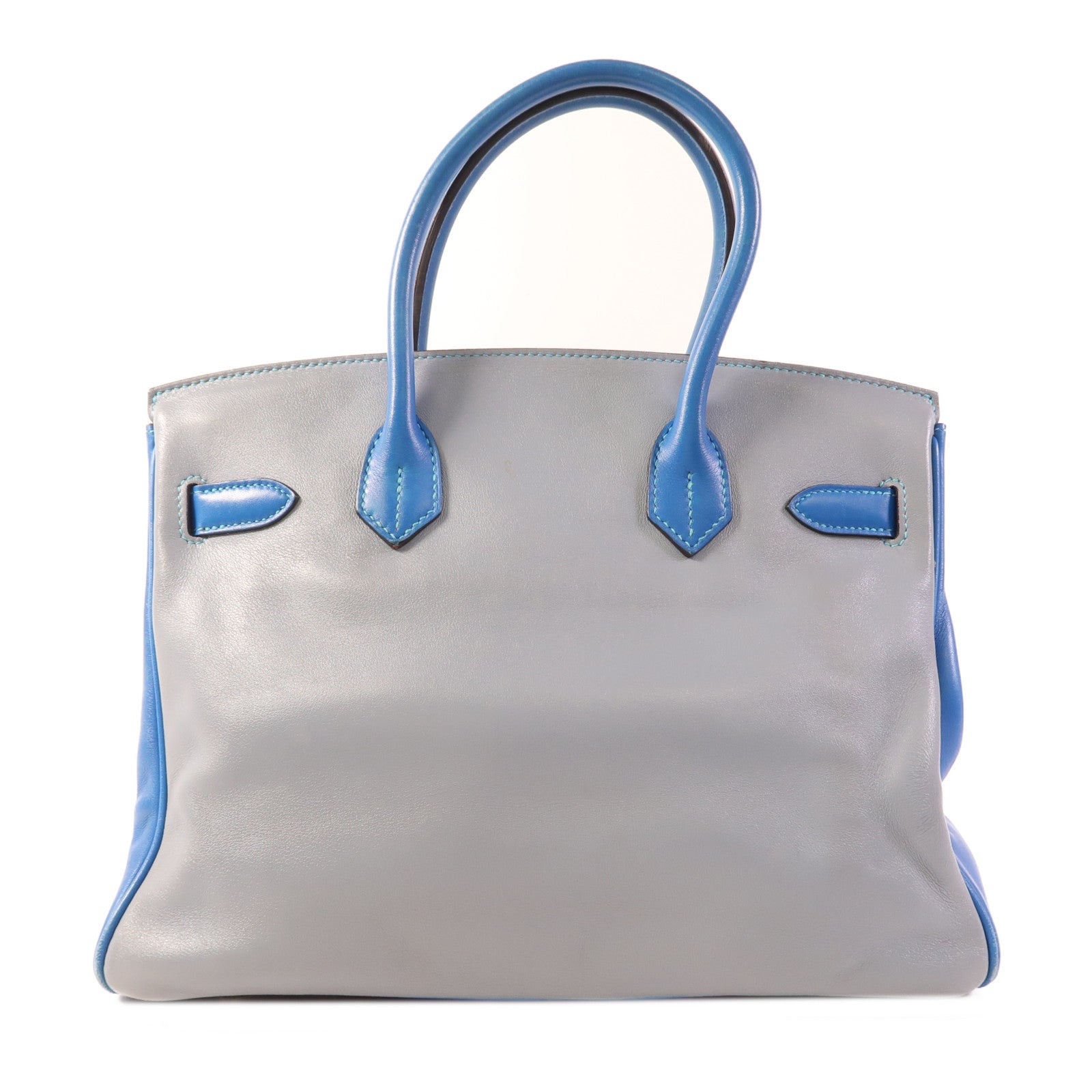 HERMES Swift皮革Birkin 30銀扣手挽袋Ultraviolet/Bleu Hydra/Ciel