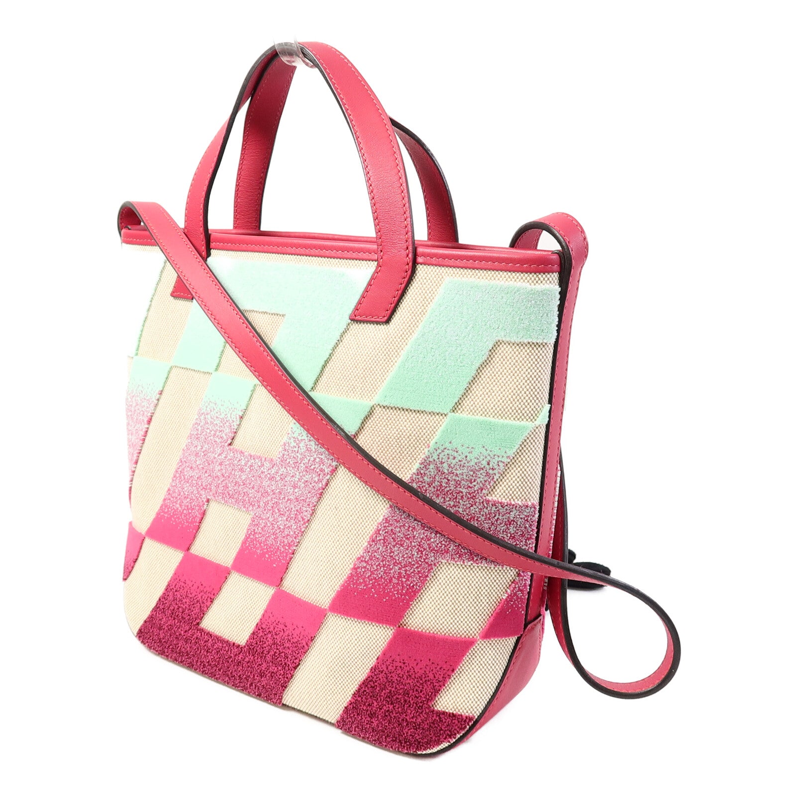 HERMES Canvas/Velvet Cabas H En Bais 27手挽肩背兩用袋