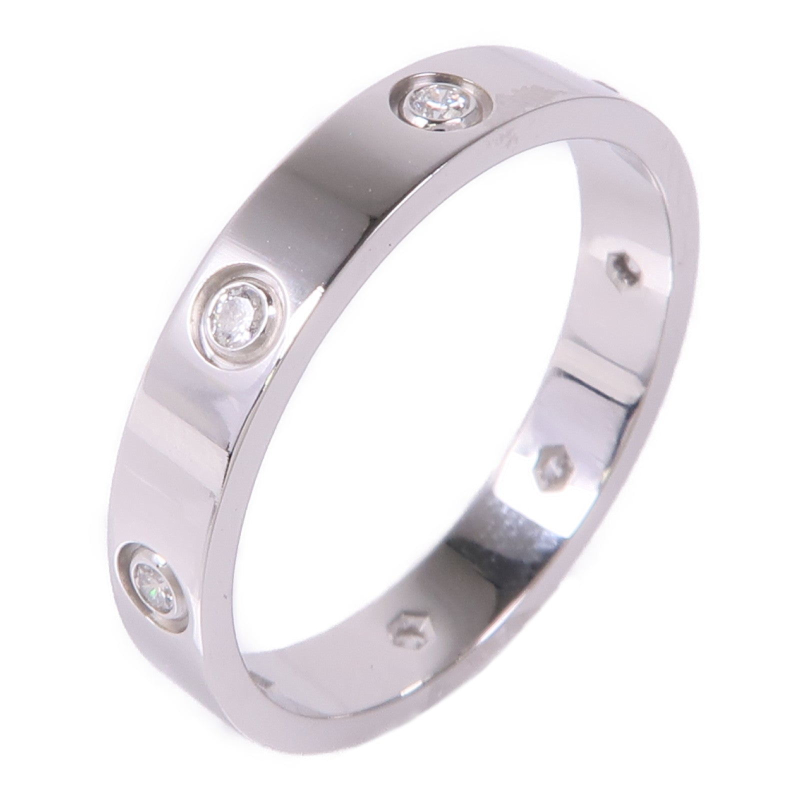CARTIER 【激減優惠】18K白金Love Ring 8 Diamond鑽石戒指US#9.75/Cartier#62
