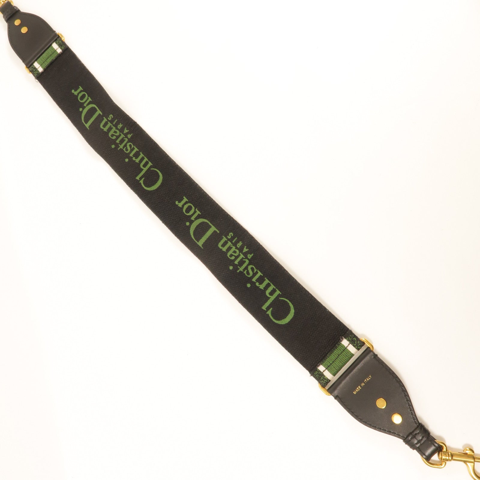 Dior CD GHW Shoulder Strap Canvas Black Green