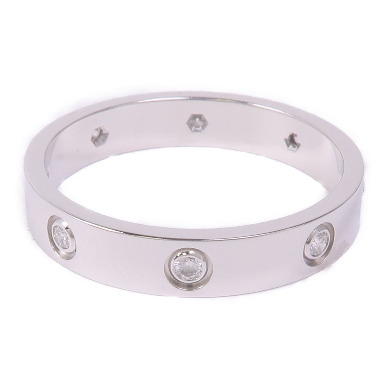 CARTIER 【激減優惠】18K白金Love Ring 8 Diamond鑽石戒指US#9.75/Cartier#62