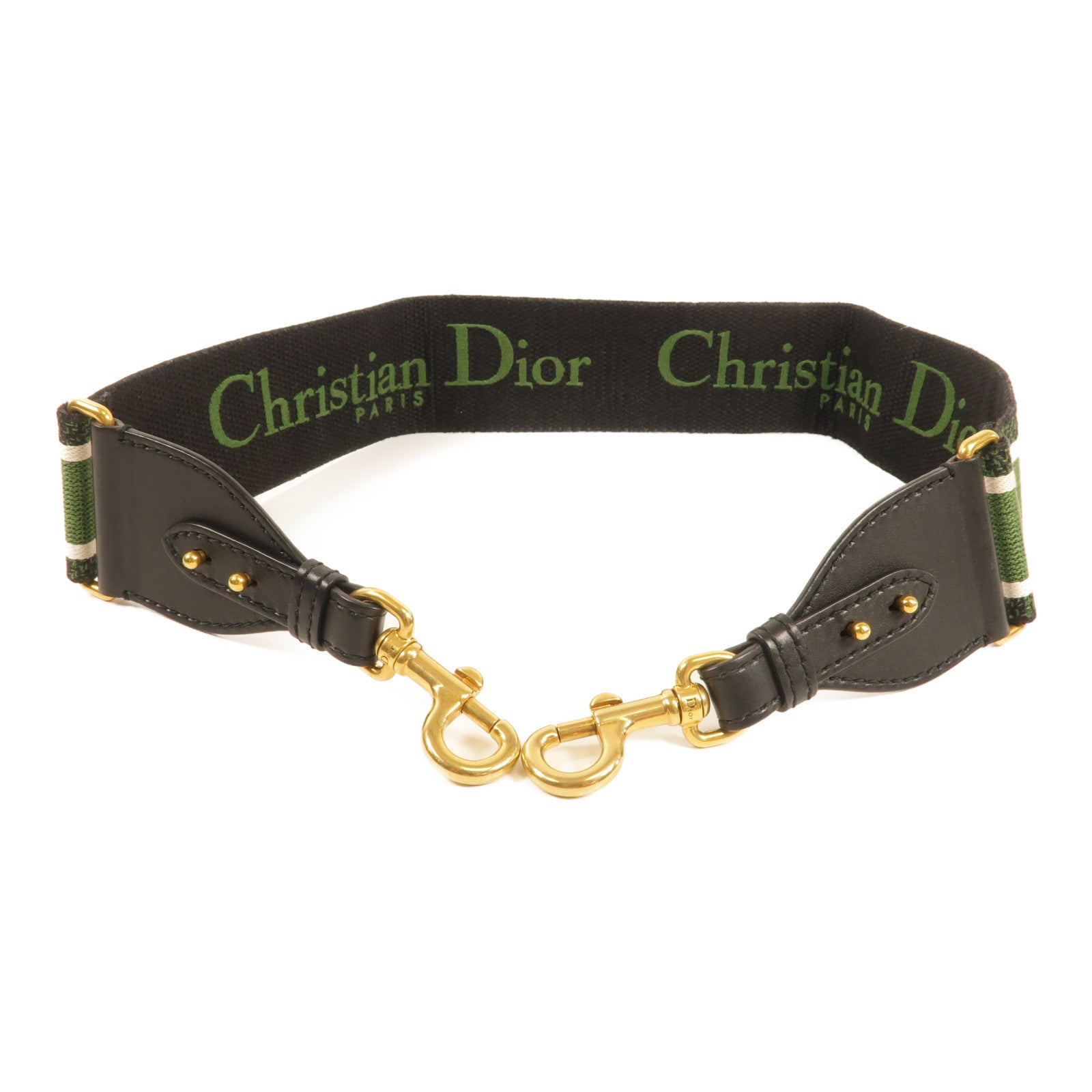 Dior CD GHW Shoulder Strap Canvas Black Green