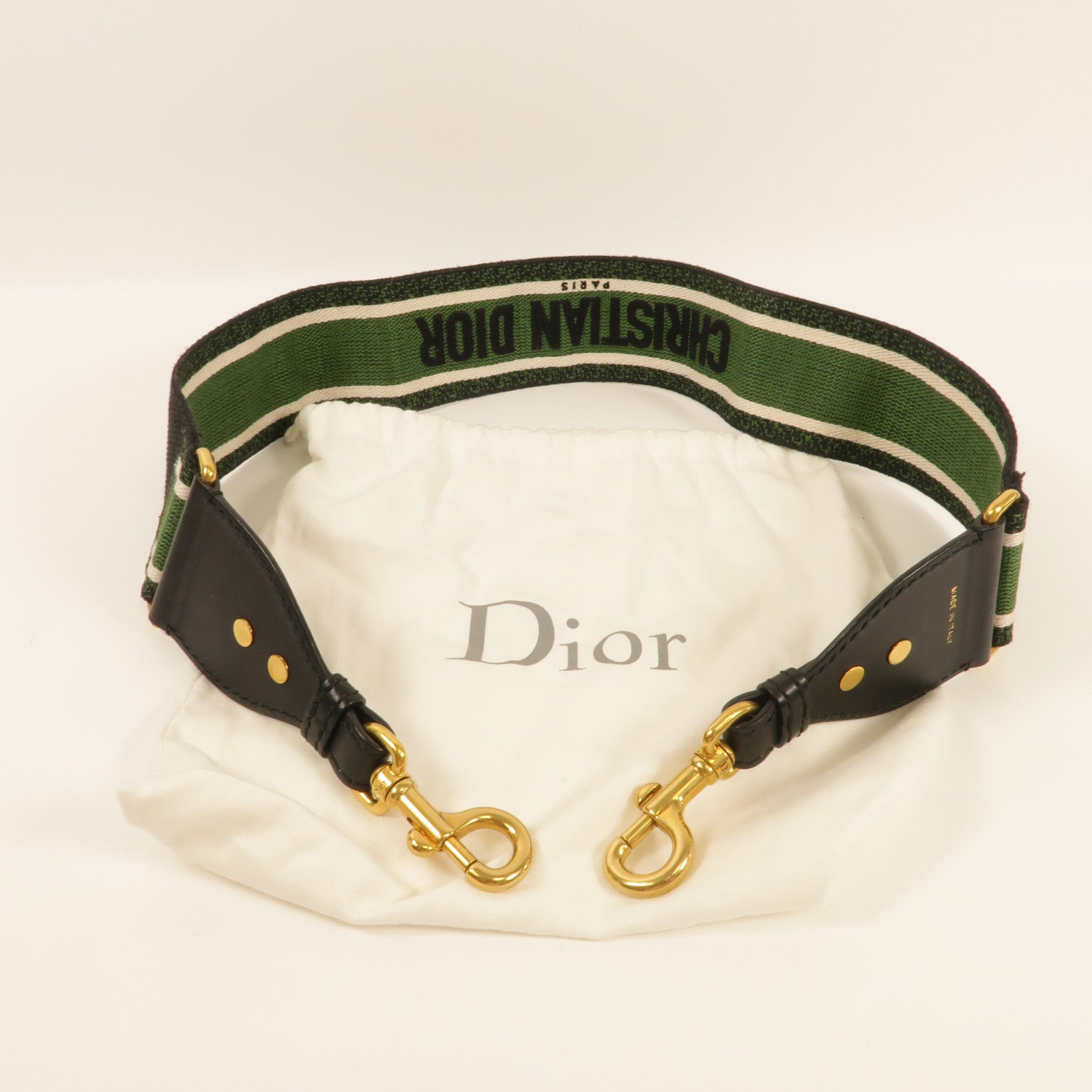 Dior CD GHW Shoulder Strap Canvas Black Green