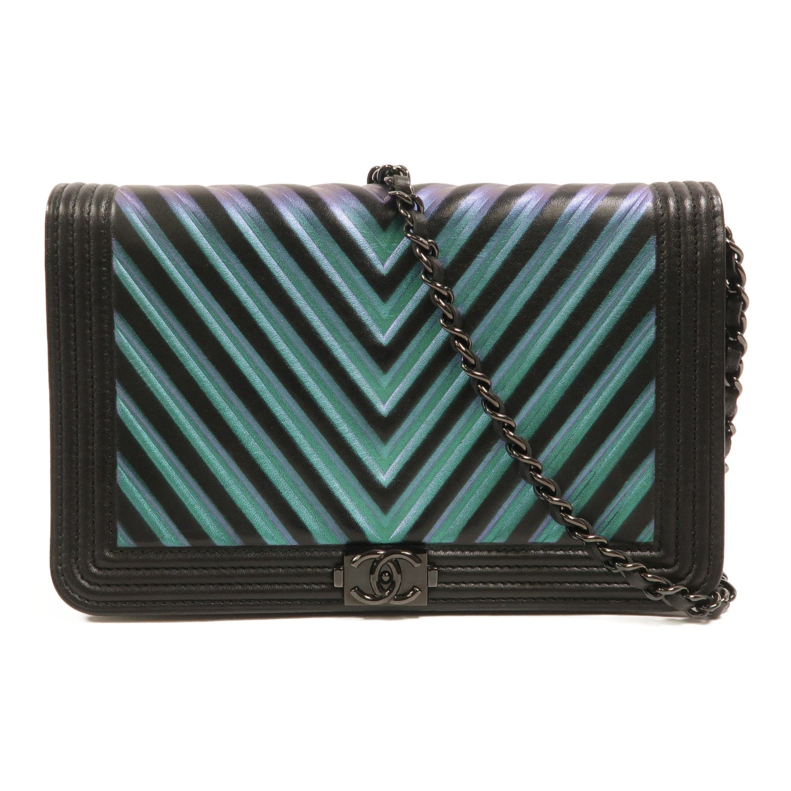 CHANEL 牛皮皮革WOC Wallet On Chain鏈帶肩背袋