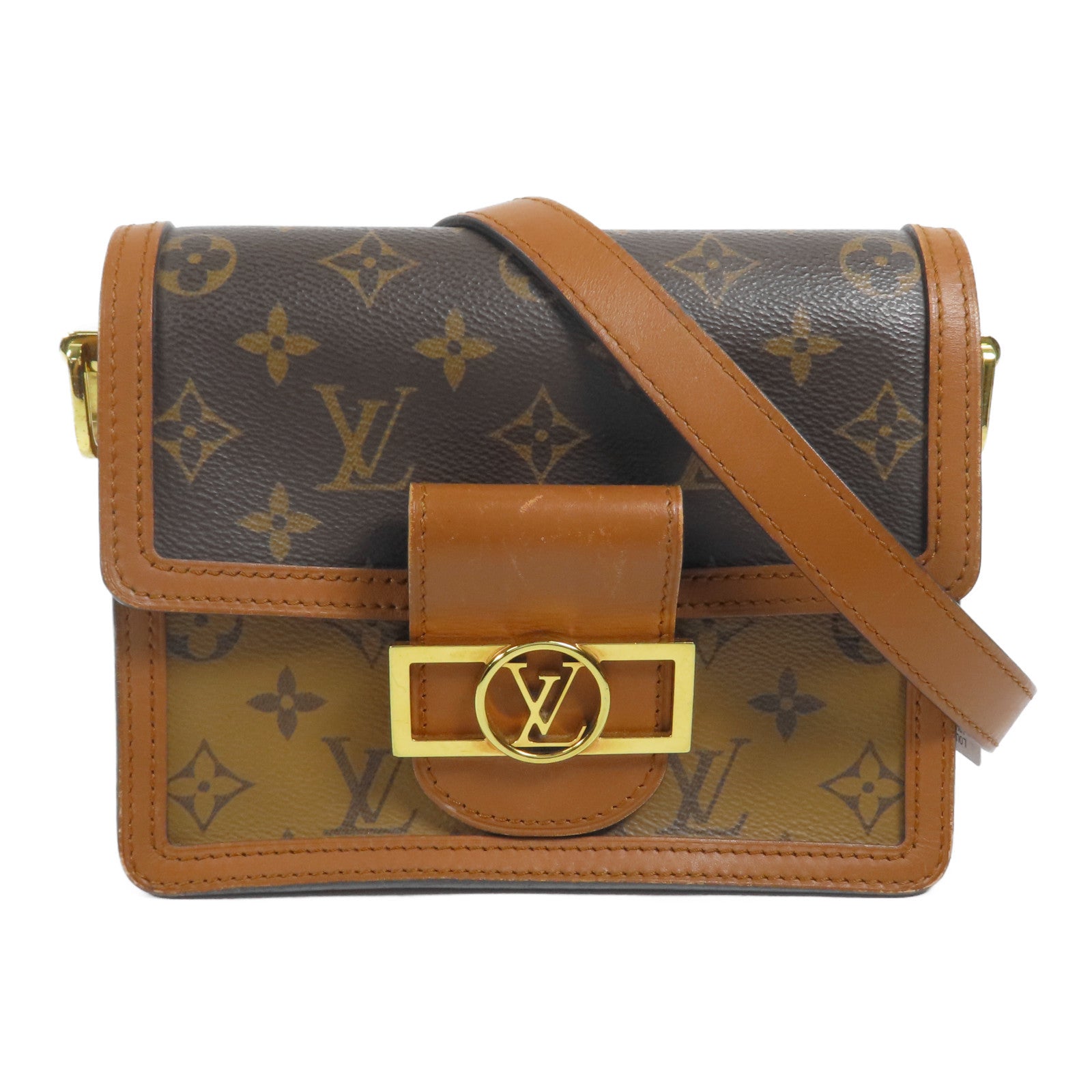 LOUIS VUITTON Monogram Reverse Mini Dauphine肩背袋棕色