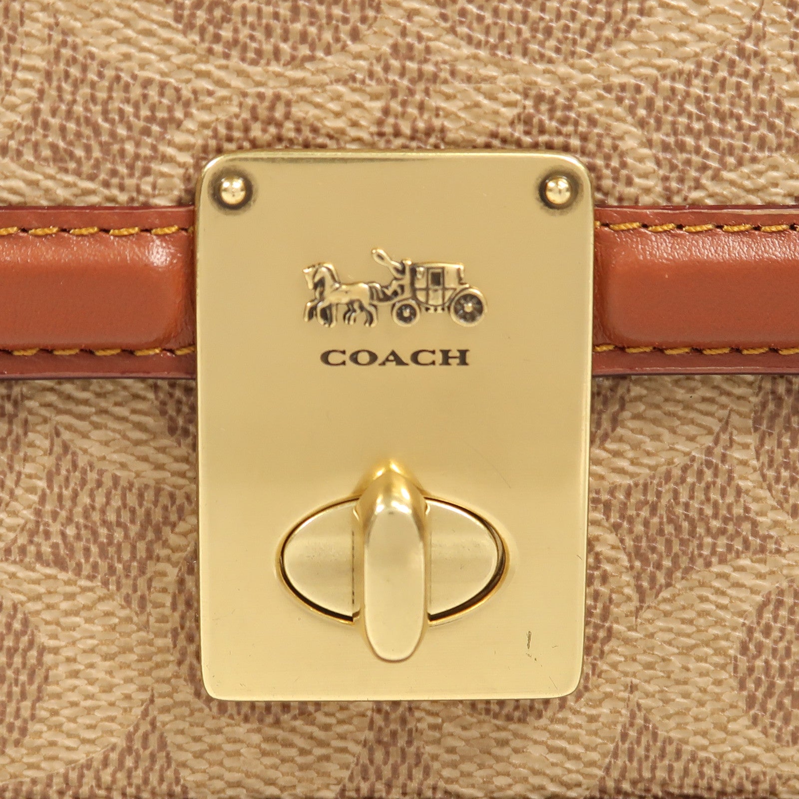 COACH 塗層帆布Chain Shoulder金扣肩背袋