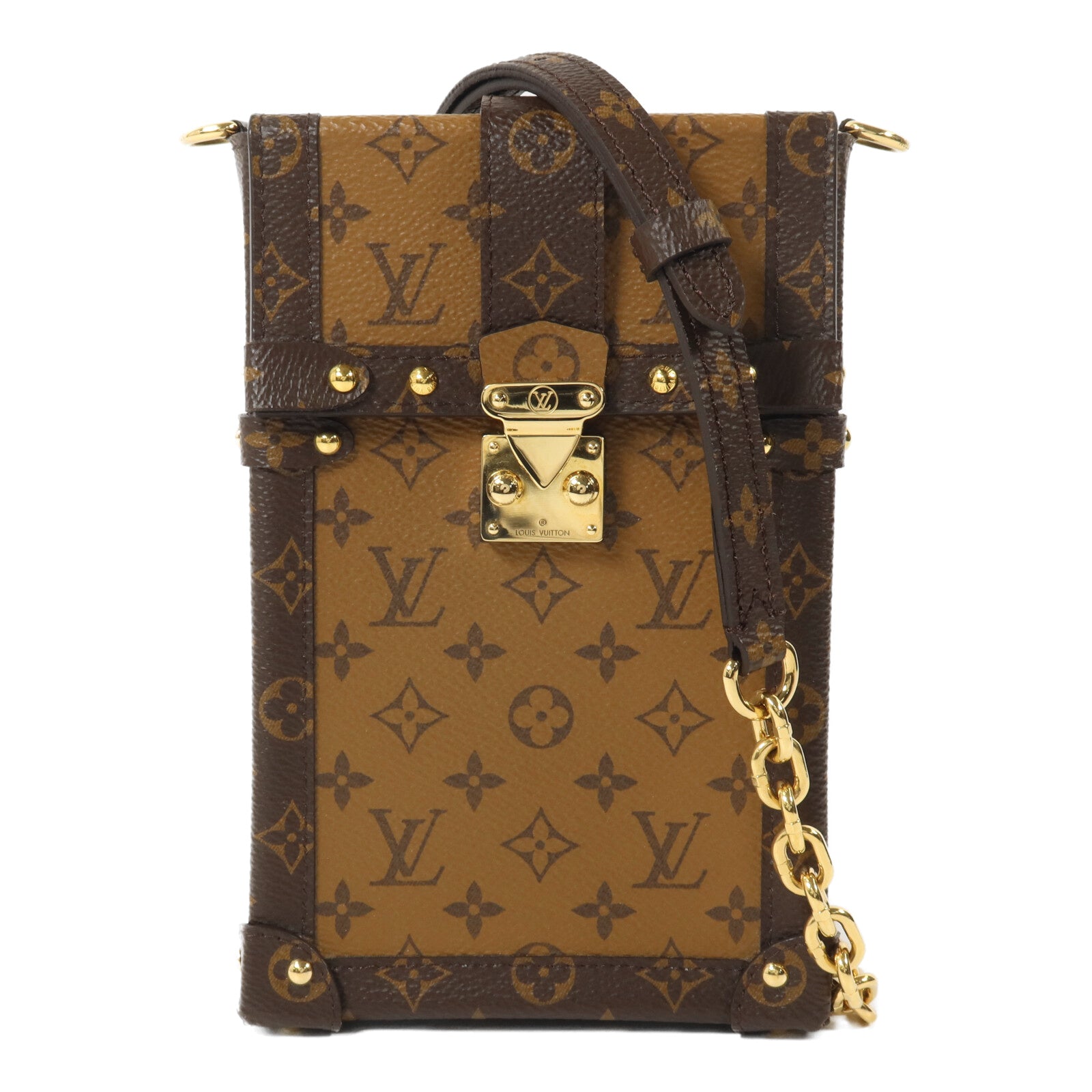 LOUIS VUITTON Monogram Pochette Trunk Vertical鏈帶肩背袋