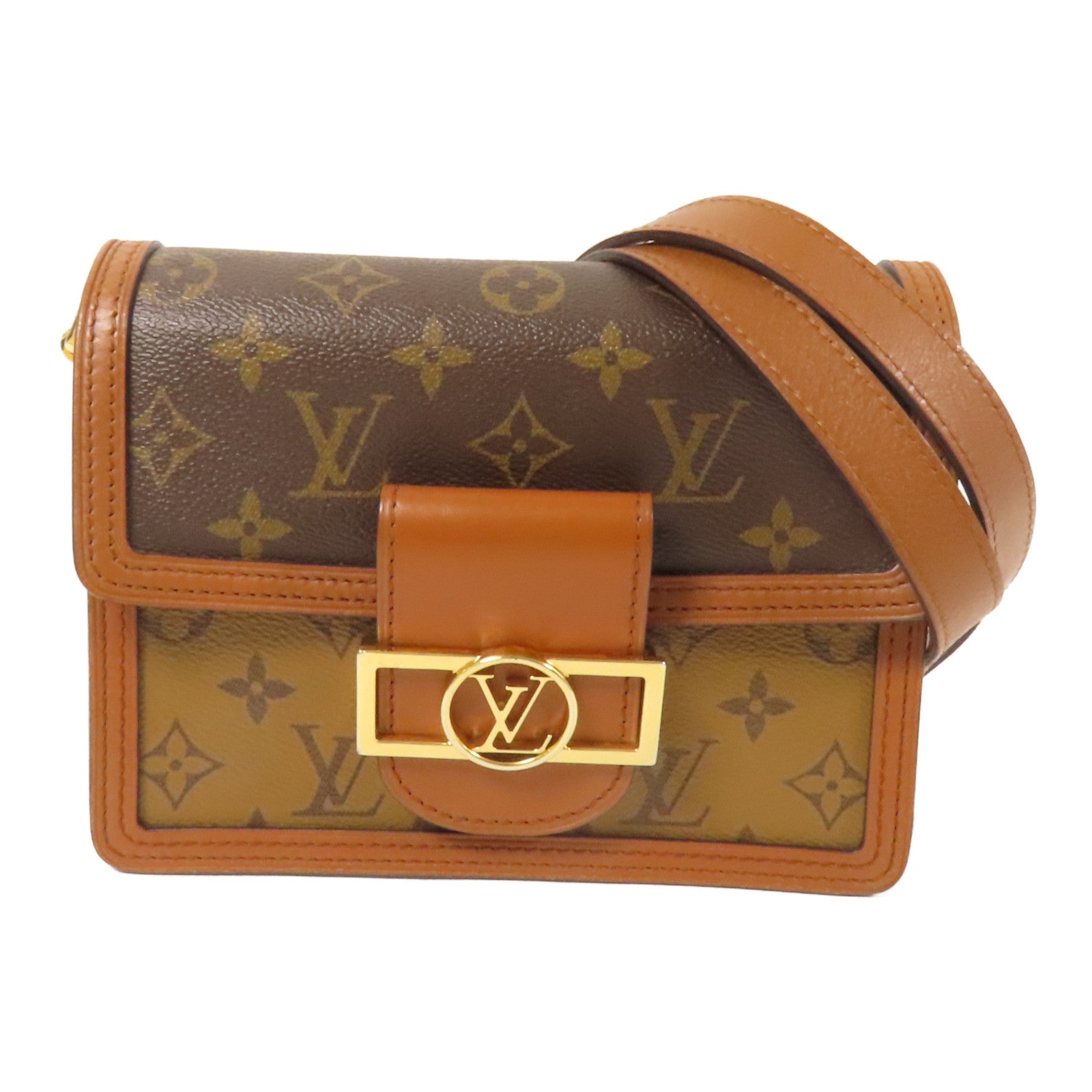 LOUIS VUITTON Monogram Reverse Mini Dauphine金扣肩背袋