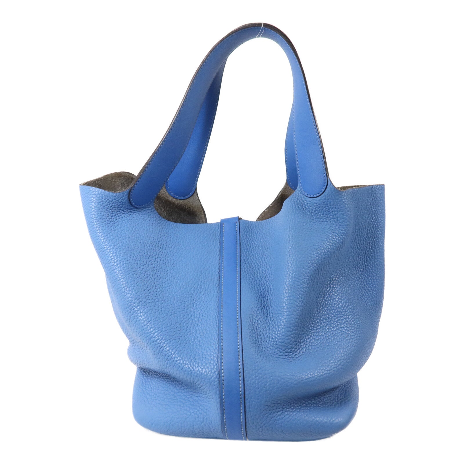 HERMES Clemence皮革Picotin GM手挽袋Bleu Paradis