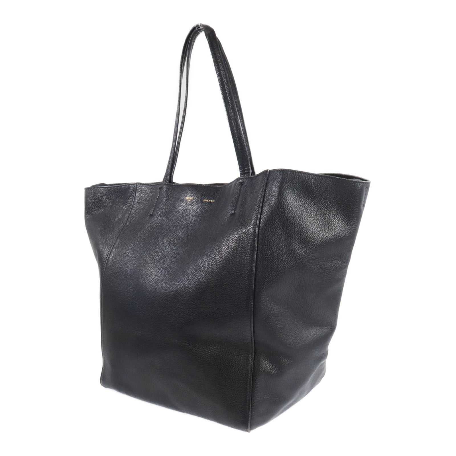 CELINE 牛皮皮革Tote Bag銀扣肩背袋