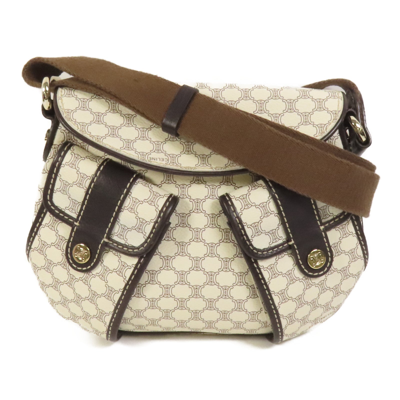 CELINE 塗層帆布Shoulder Bag金扣肩背袋