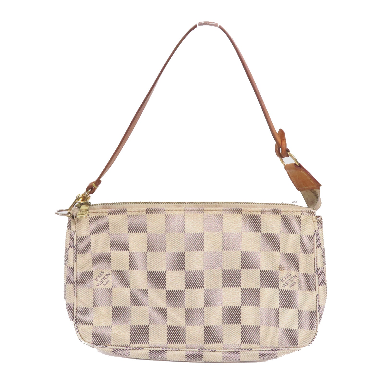 LOUIS VUITTON Damier Azur Pochette Accessories金扣手挽袋