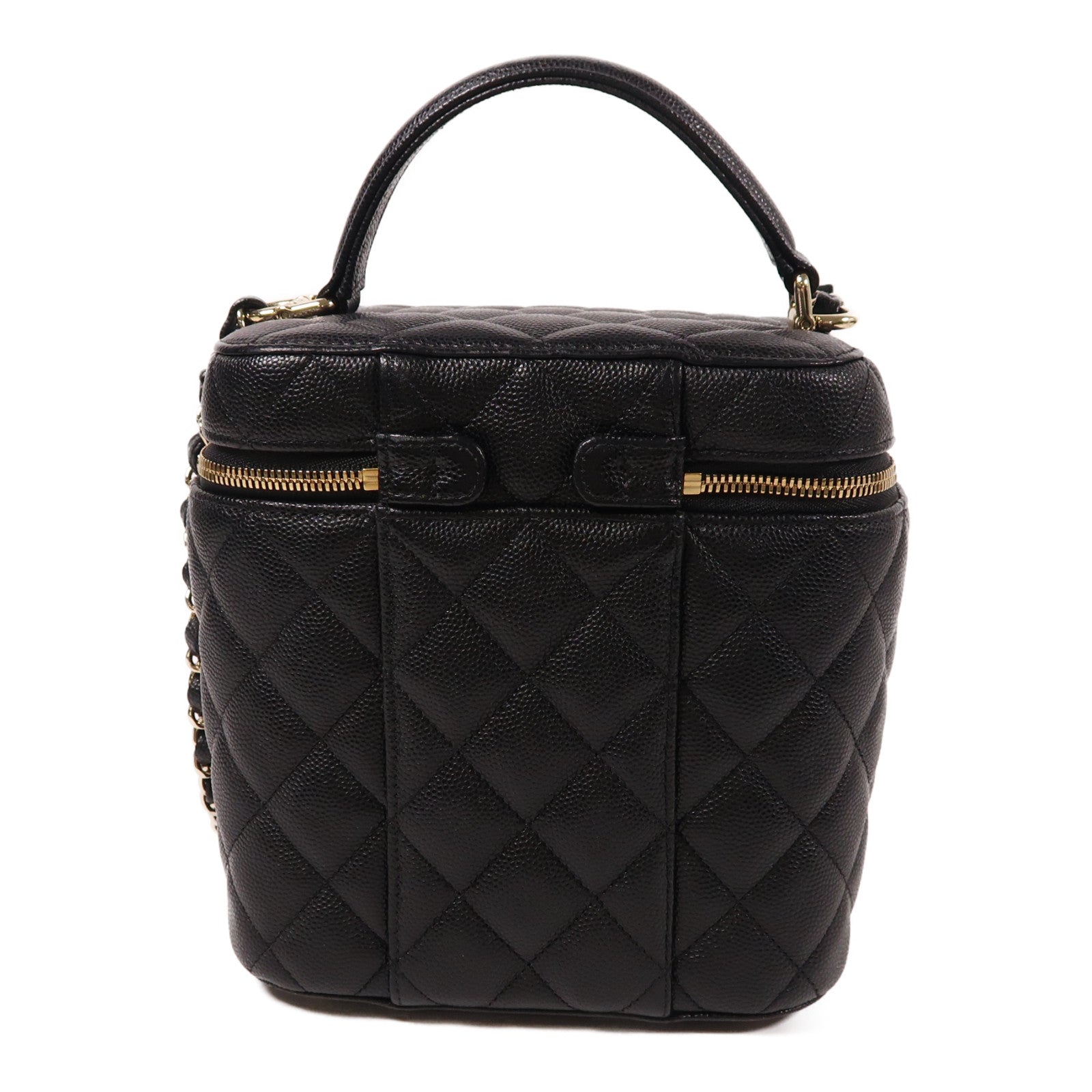 CHANEL CC GHW Vanity Bag 2 Way Chain Shoulder Crossbody AS2362 Calfskin Leather