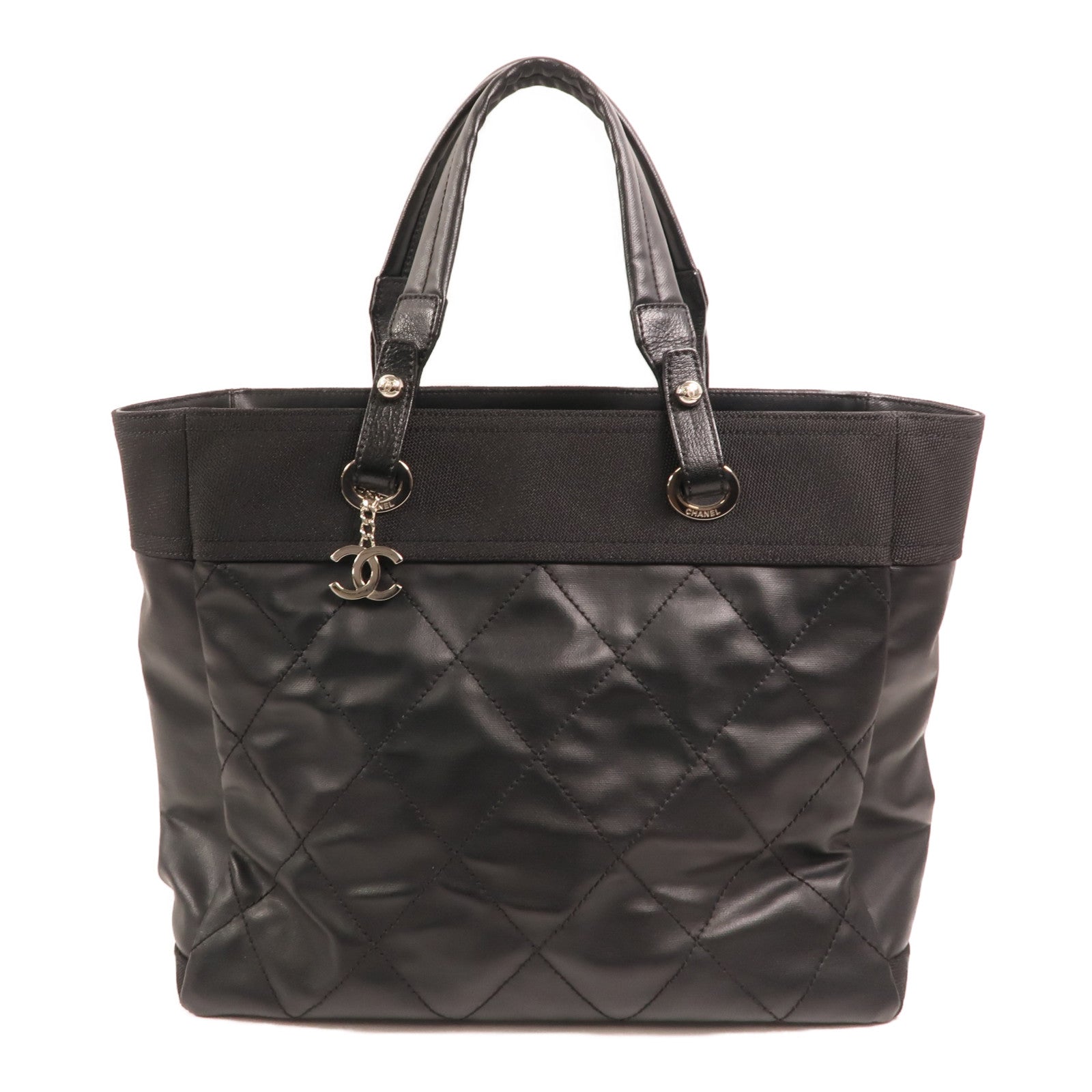 CHANEL 尼龍/帆布Tote Bag銀扣手挽袋