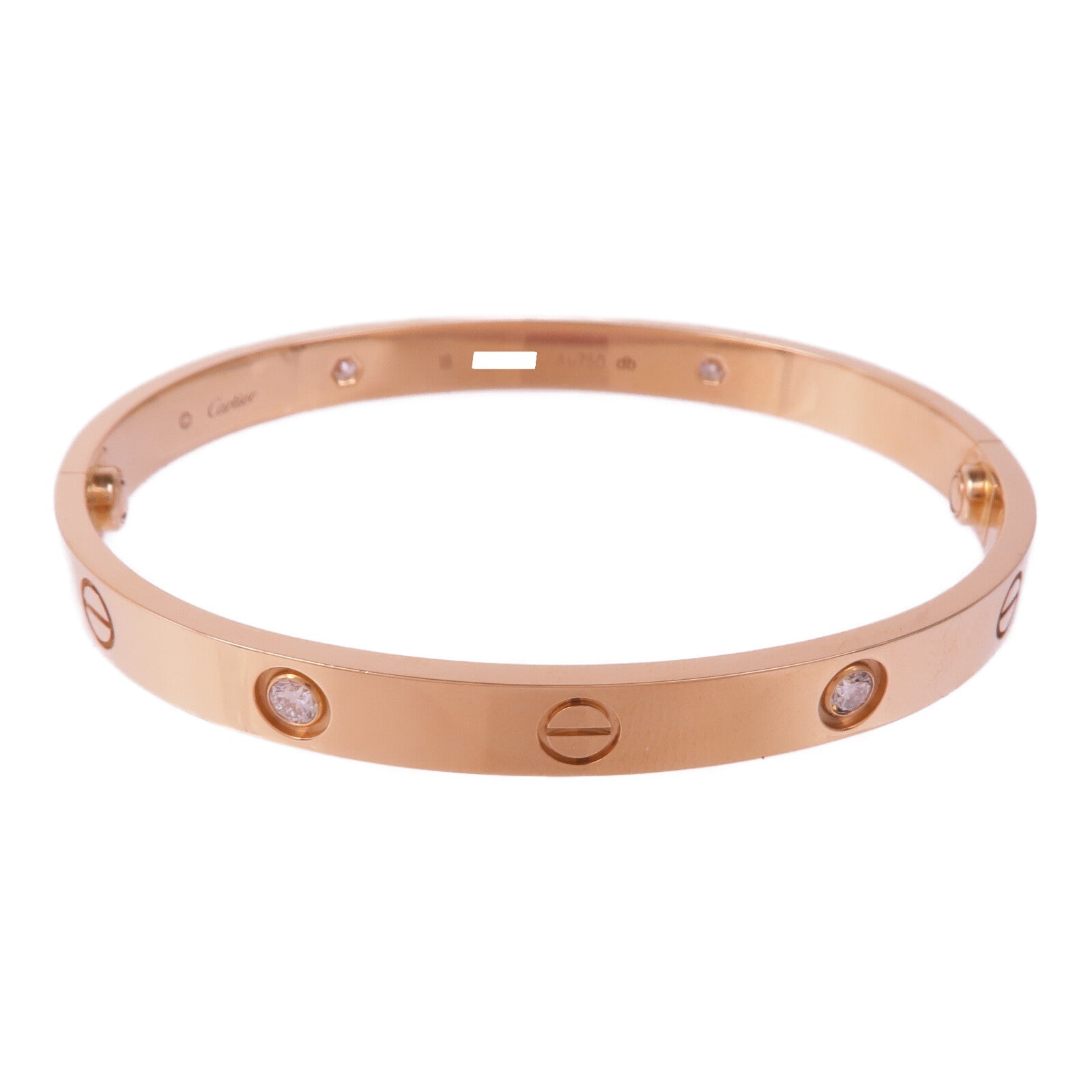 CARTIER 18K玫瑰金Love Bracelet 4 Diamonds鑽石手鐲Cartier#18